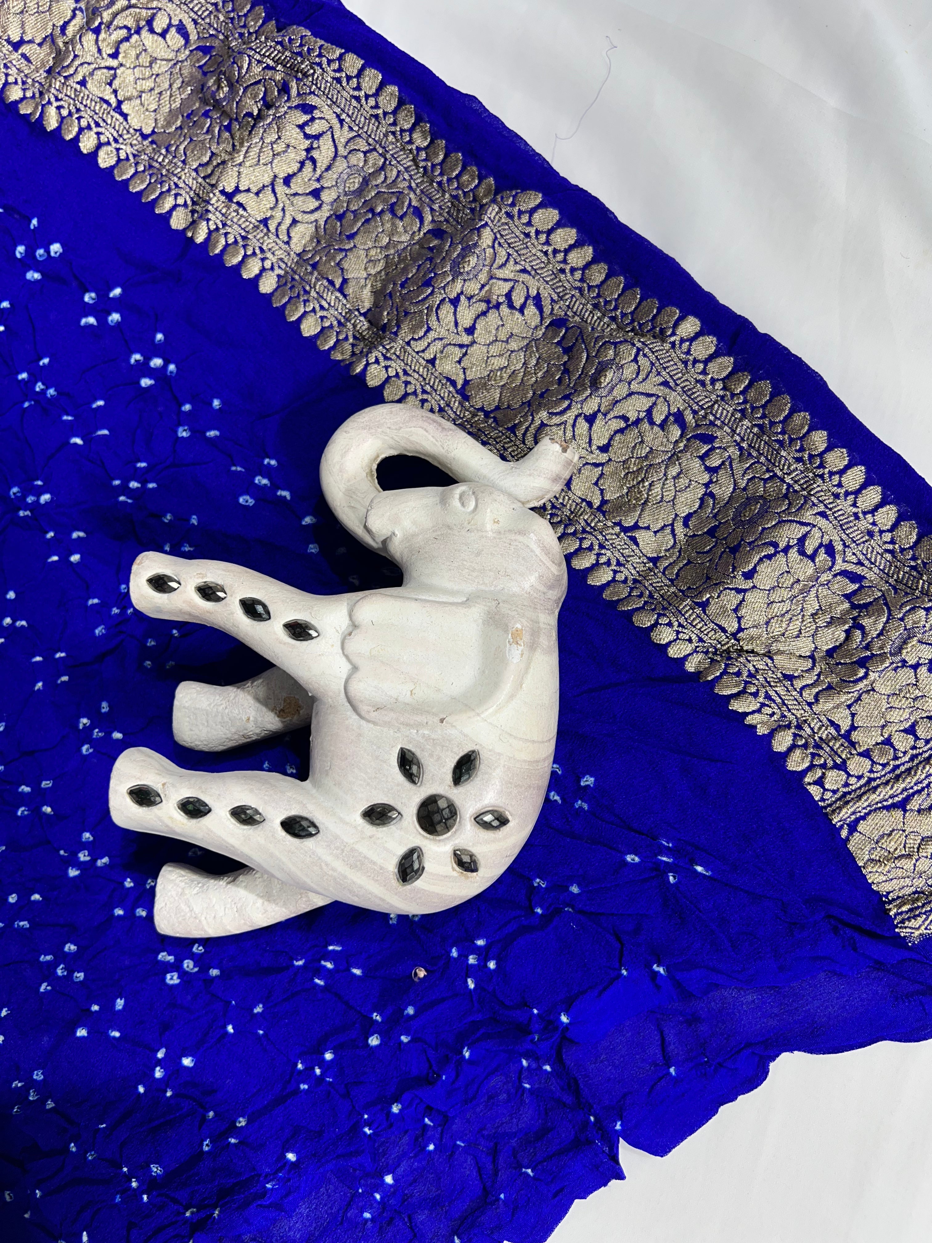 Blue and Rama Shaded Khaddi Saree - Ethically Made, Vibrant Gradient Beauty - Anita Jain Fashions