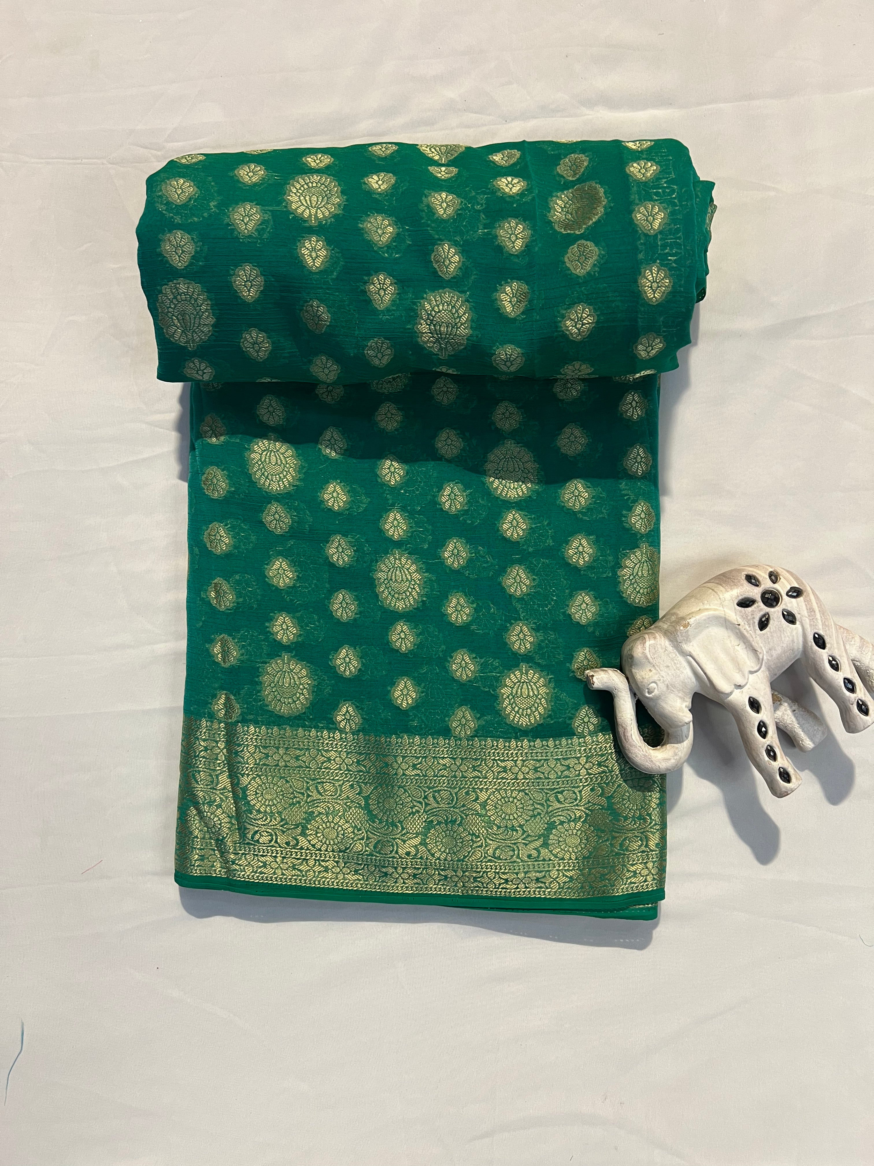 Rama Green Jenny Silk Saree - Ethically Made, Easy Care & Graceful Charm - Anita Jain Fashions