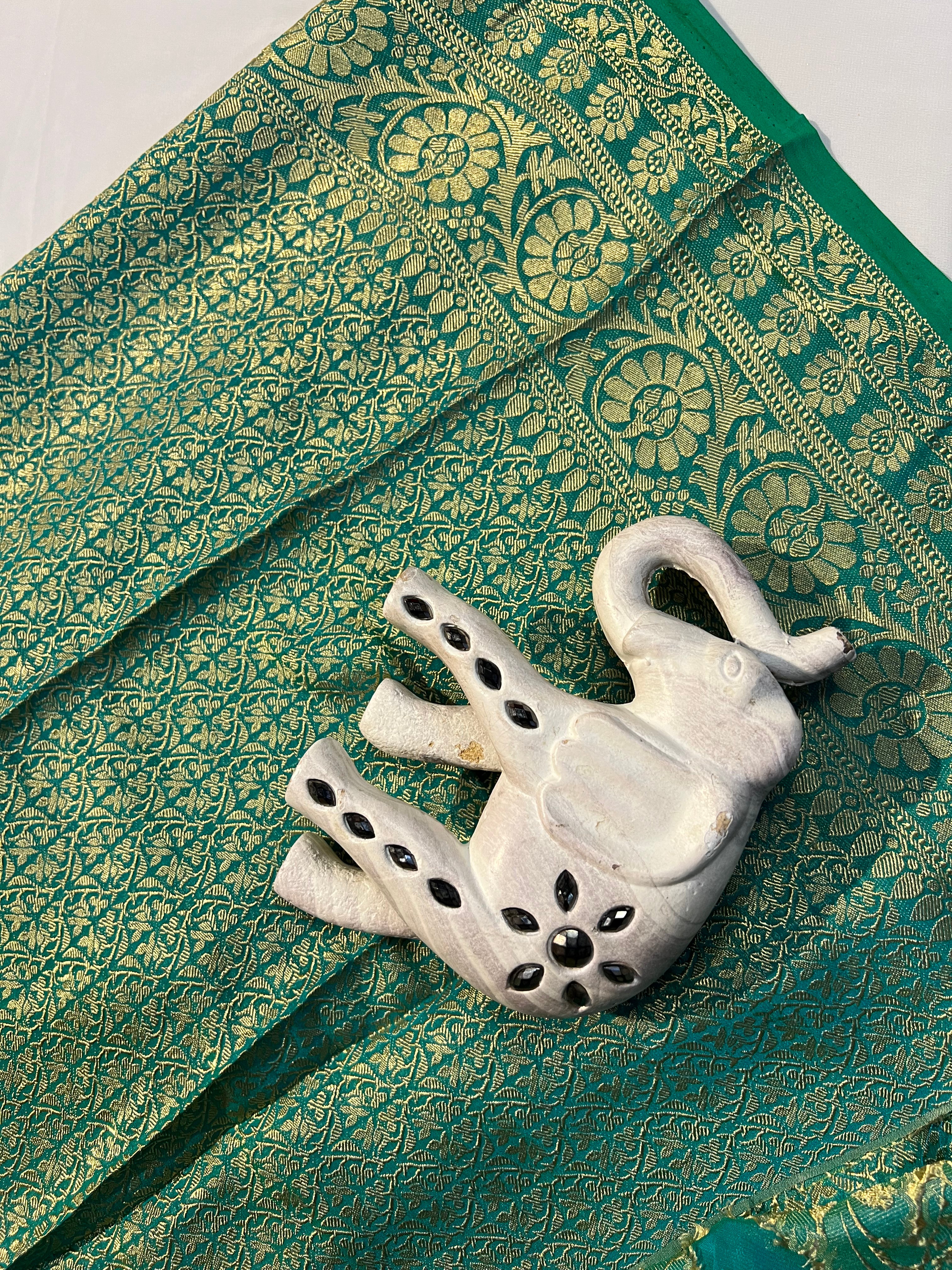 Rama Green Jenny Silk Saree - Ethically Made, Easy Care & Graceful Charm - Anita Jain Fashions