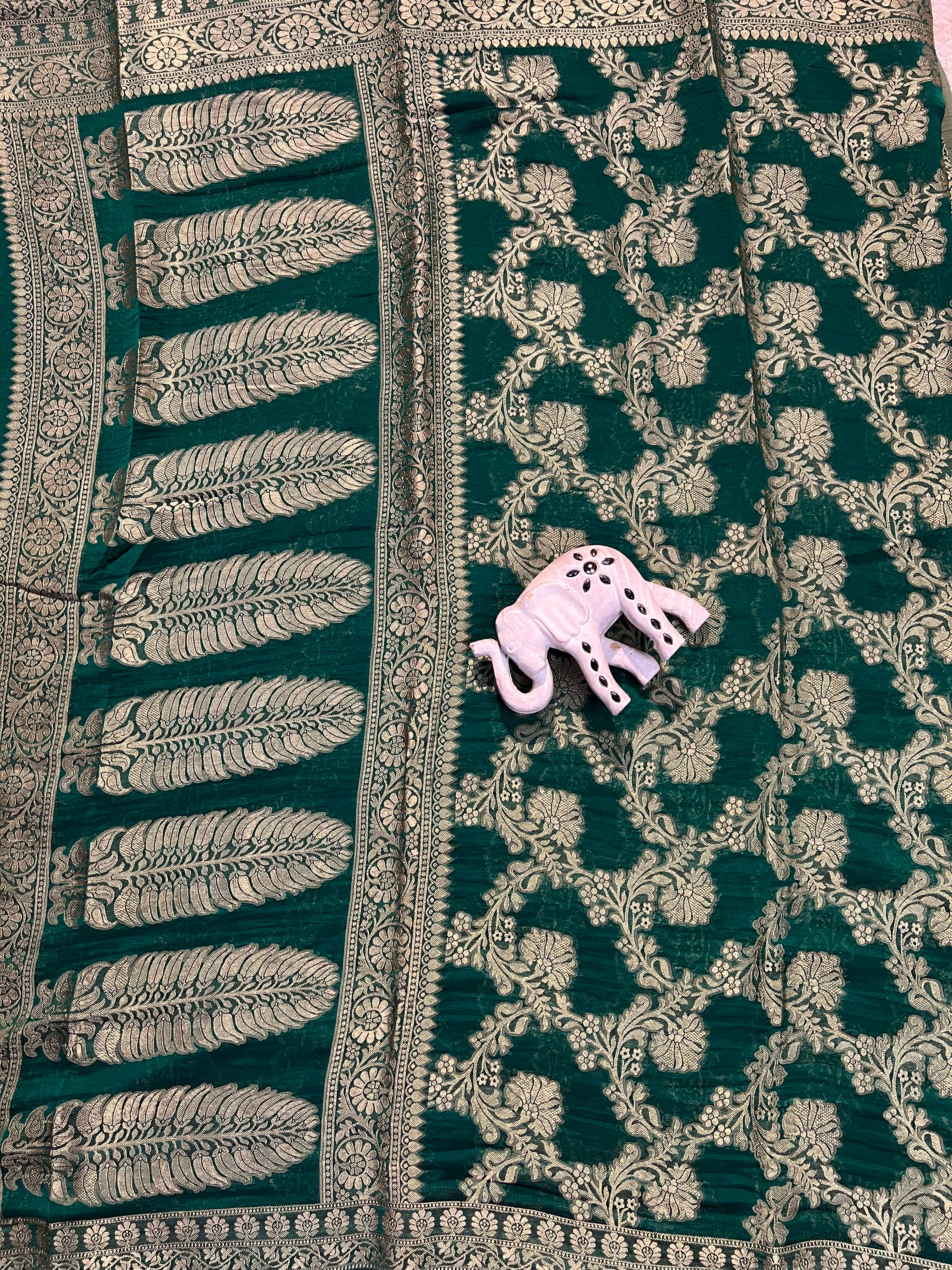 Green Jenny Silk Saree - Ethically Made, Easy Care & Graceful Elegance - Anita Jain Fashions