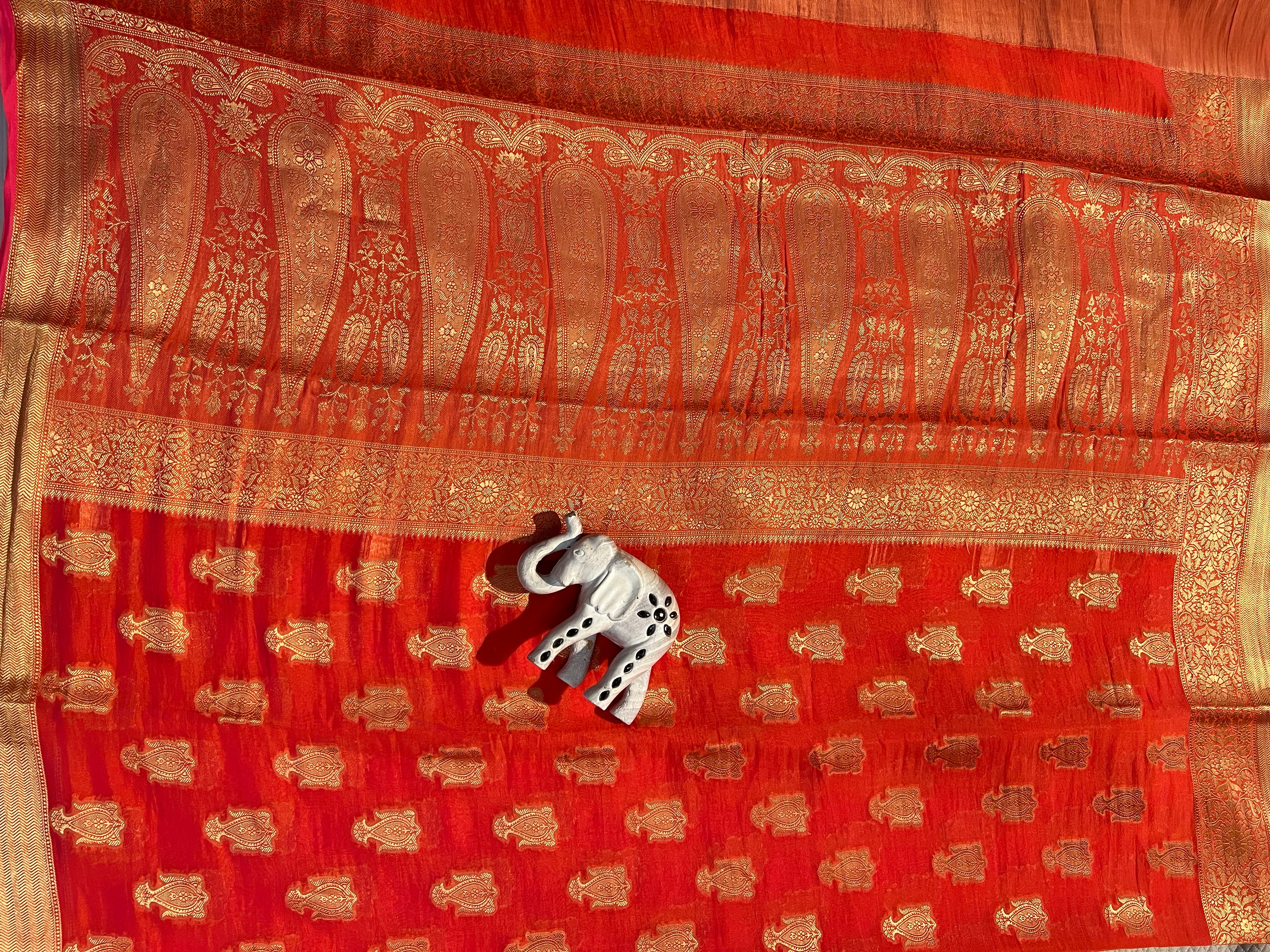 Orange Jenny Silk Saree - Ethically Made, Easy Care & Vibrant Charm - Anita Jain Fashions