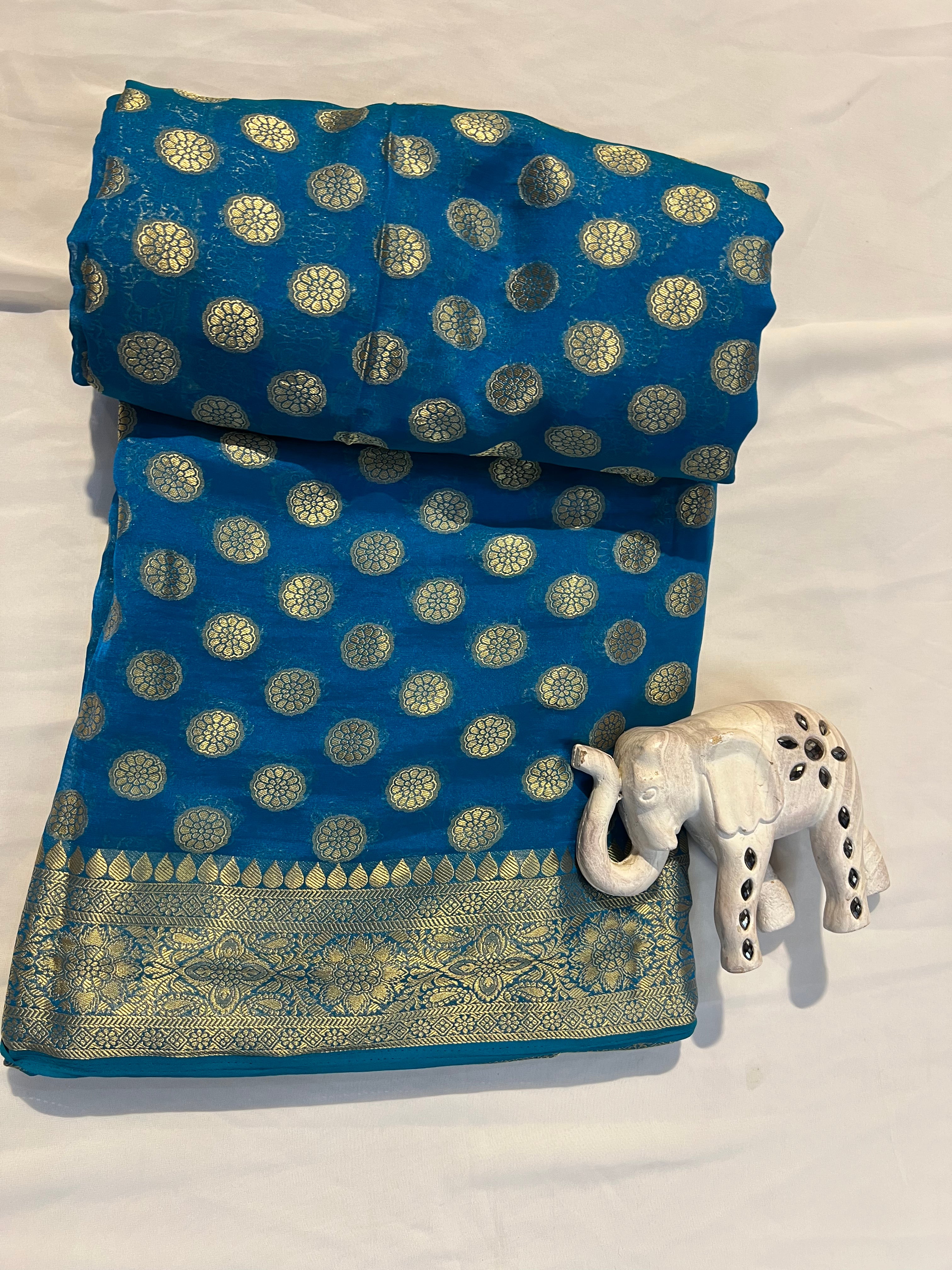 Teal Blue Jenny Silk Saree - Ethically Made, Easy Care & Elegant - Anita Jain Fashions