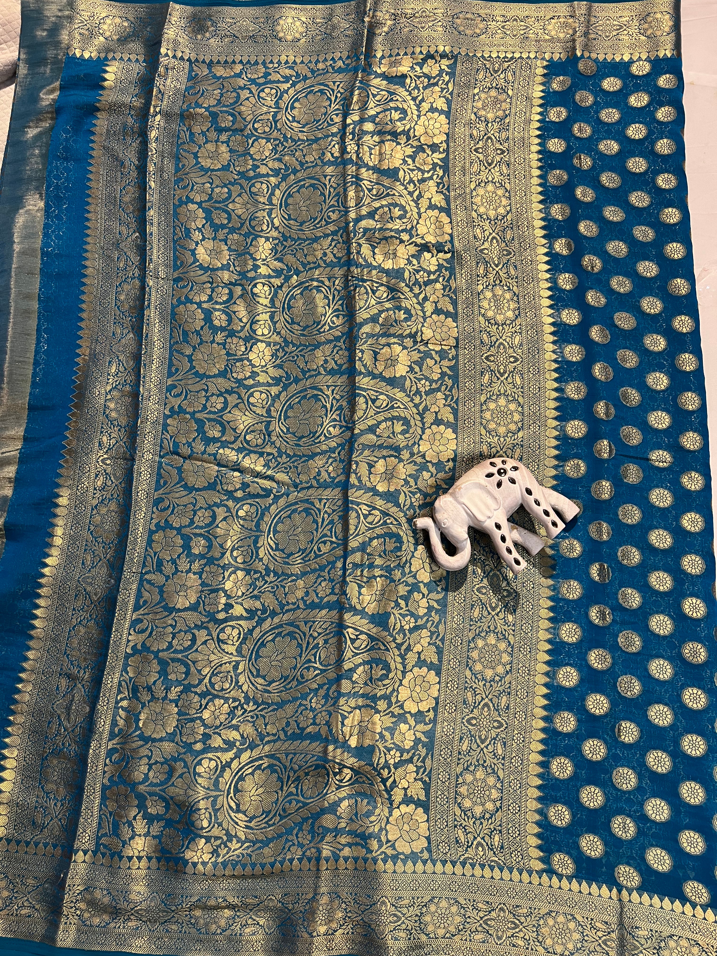 Teal Blue Jenny Silk Saree - Ethically Made, Easy Care & Elegant - Anita Jain Fashions