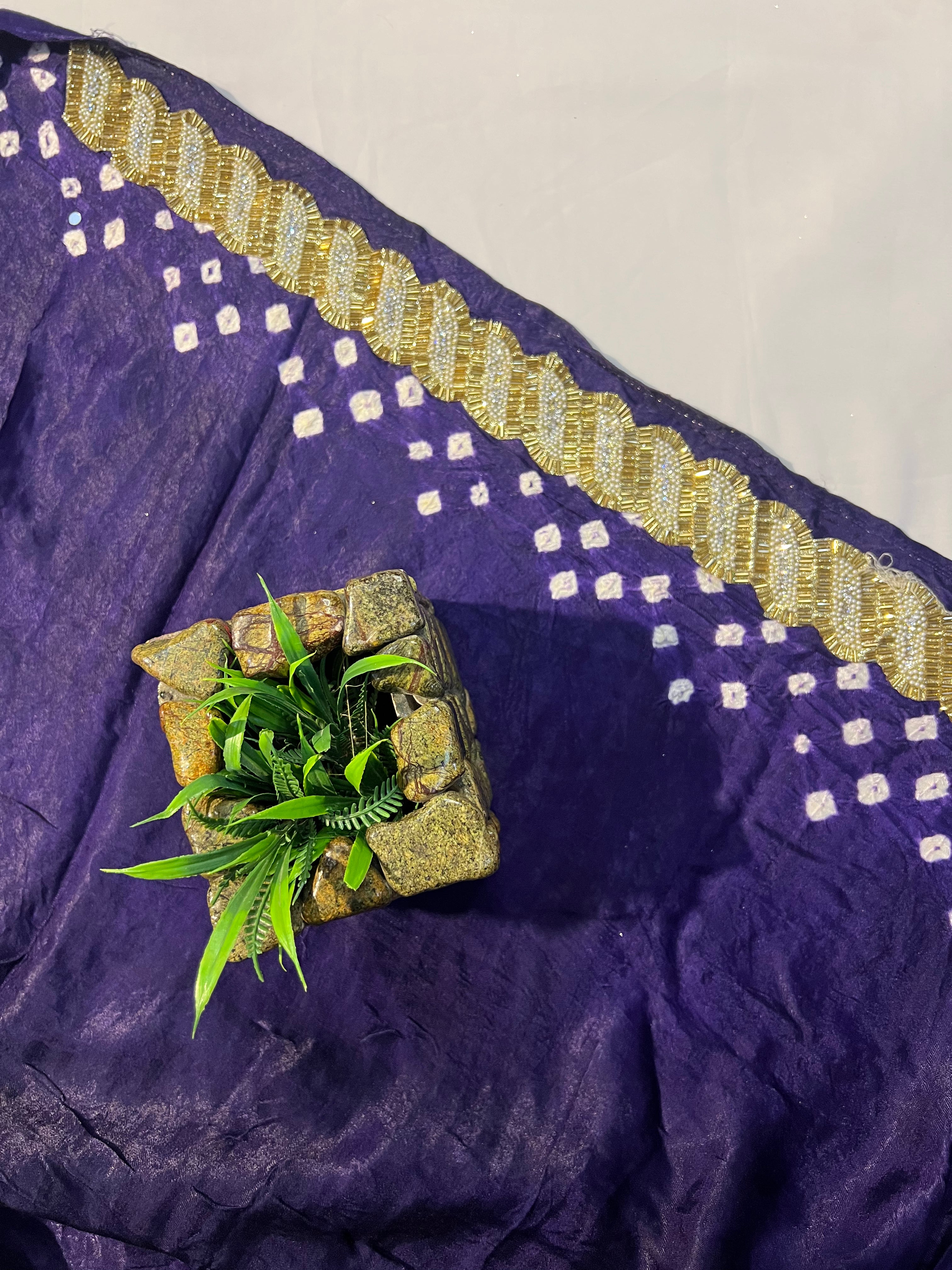 Purple Gajji Silk Saree with Tubelight Work - Ethically Made, Easy Care & Festive Sparkle - Anita Jain Fashions