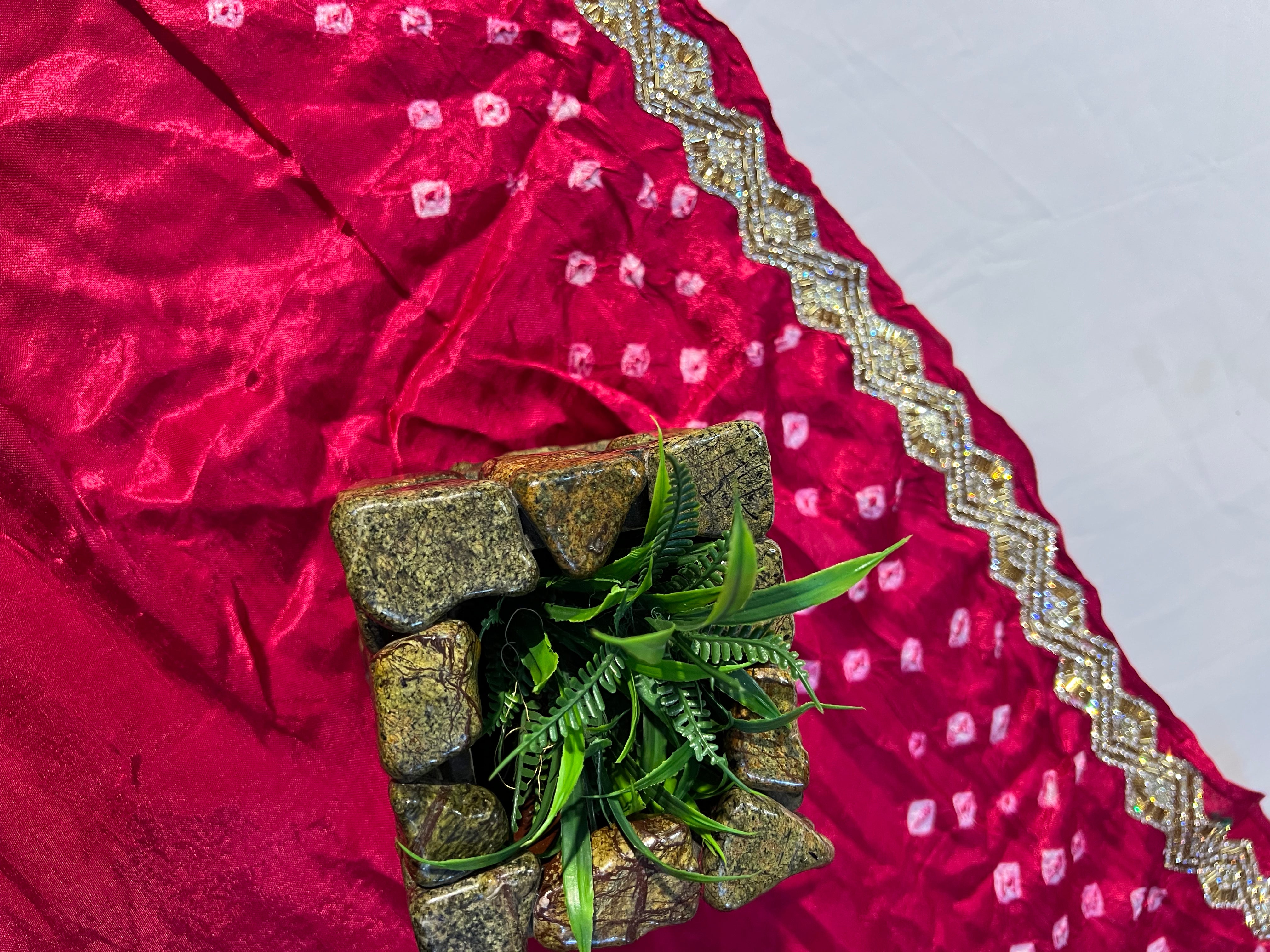 Magenta Gajji Silk Saree with Tubelight Work - Ethically Made, Easy Care & Vibrant Festive Appeal - Anita Jain Fashions