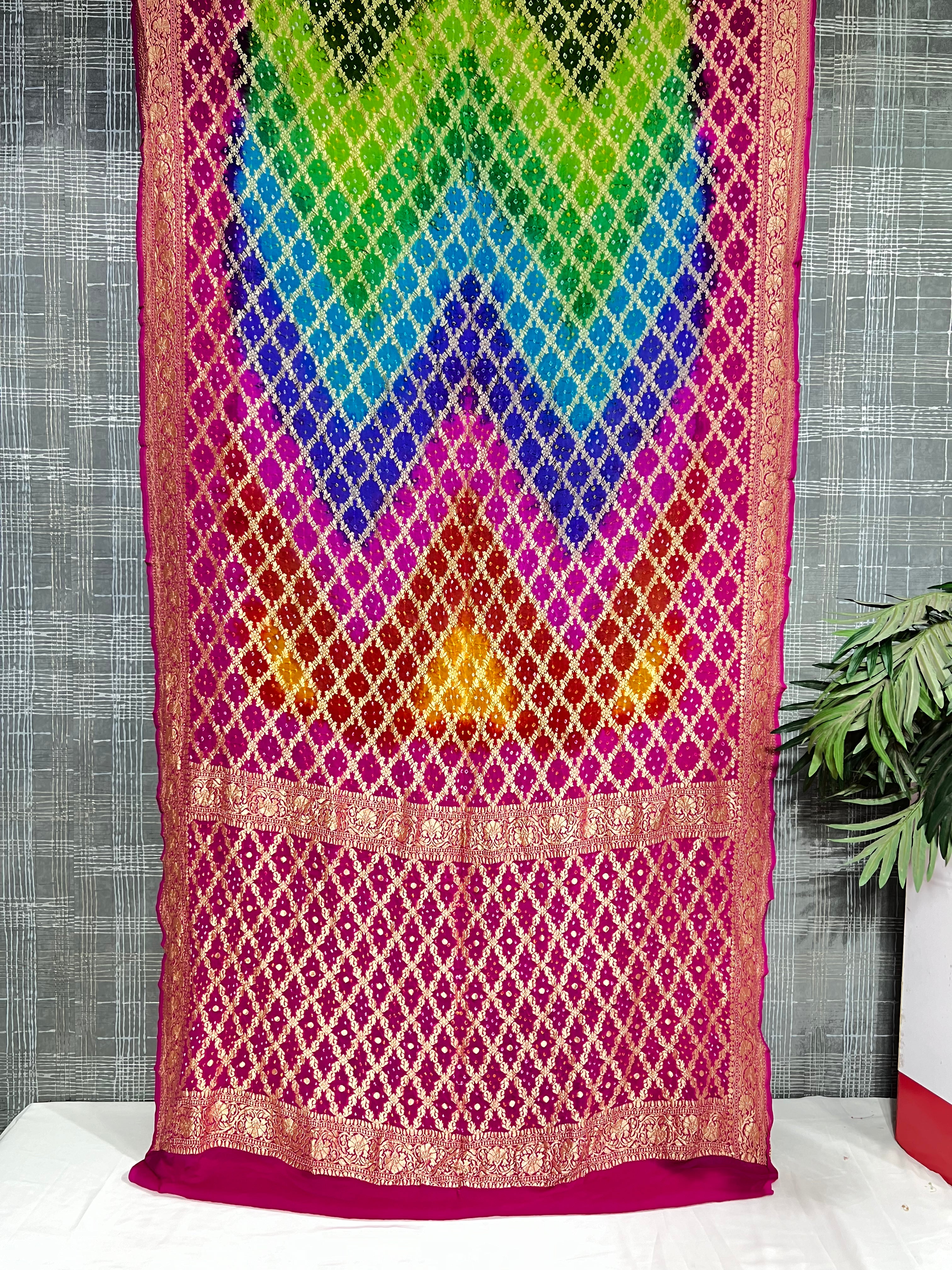 Pink Checks Style Pure Khaddi Georgette Saree - Ethically Made, Timeless Checks - Anita Jain Fashions