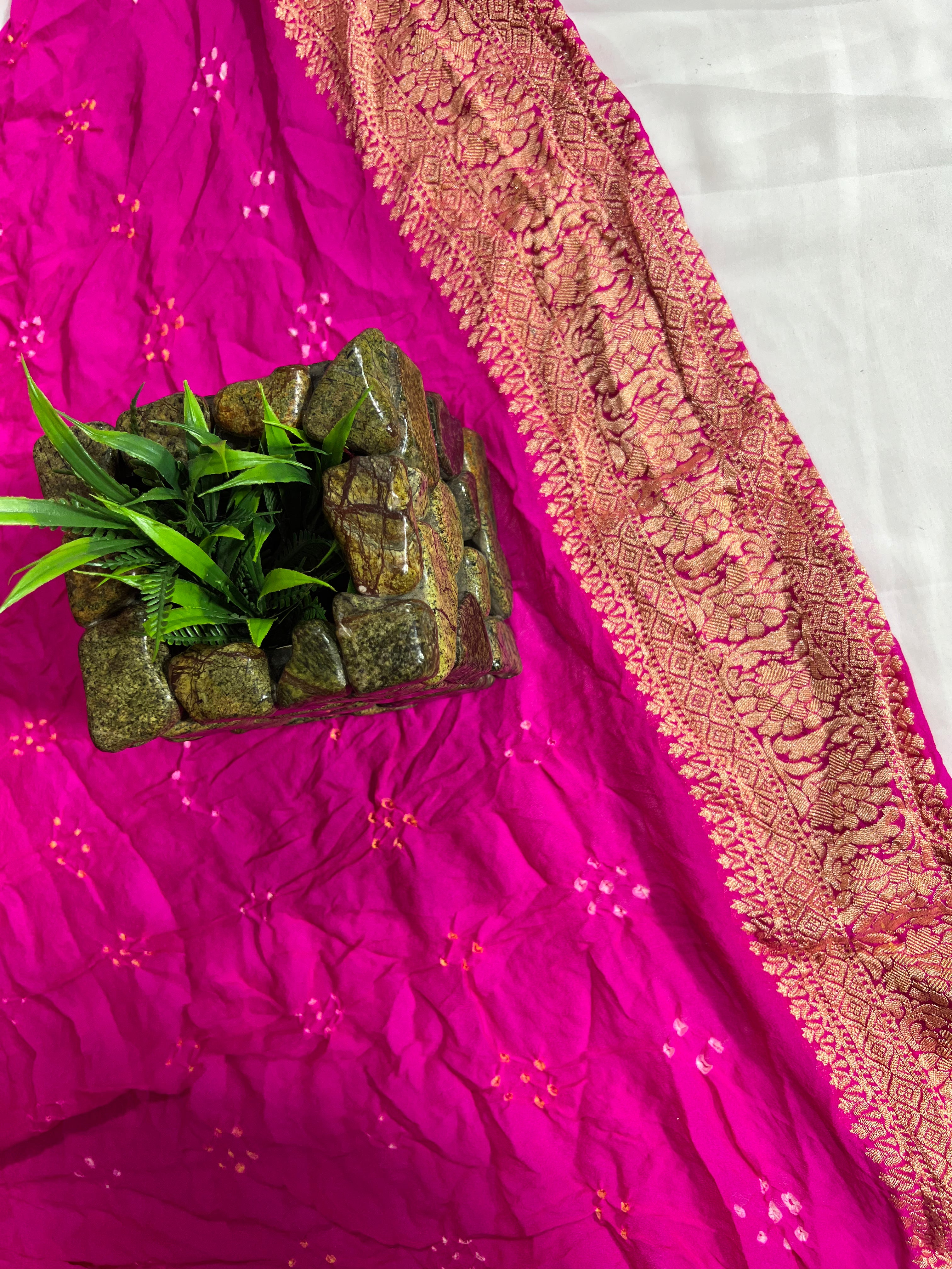 Pink Small Booty Pure Khaddi Georgette Saree - Ethically Made, Delicate Charm - Anita Jain Fashions