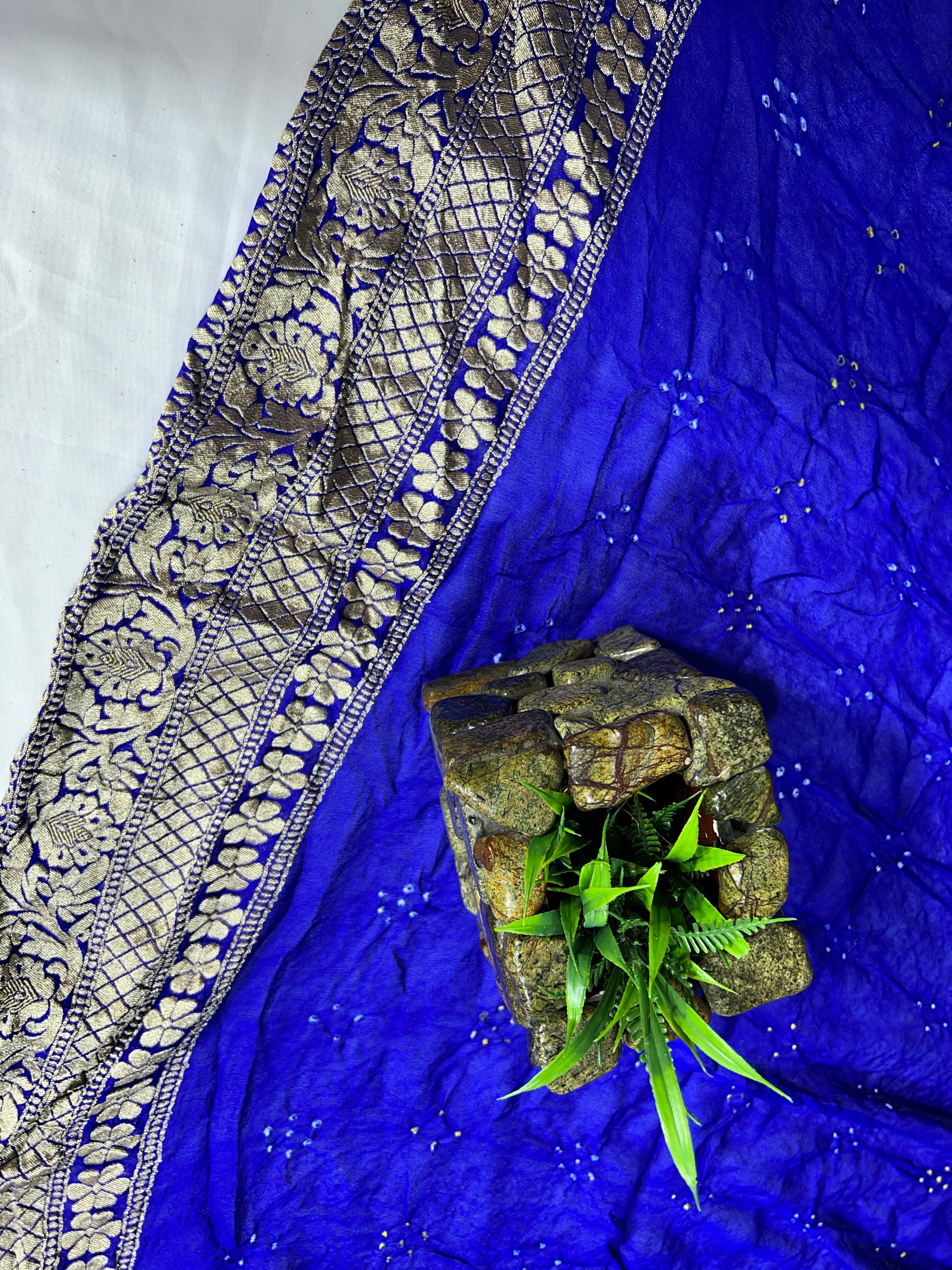 Blue Small Booty Pure Khaddi Georgette Saree - Ethically Made, Subtle Elegance - Anita Jain Fashions