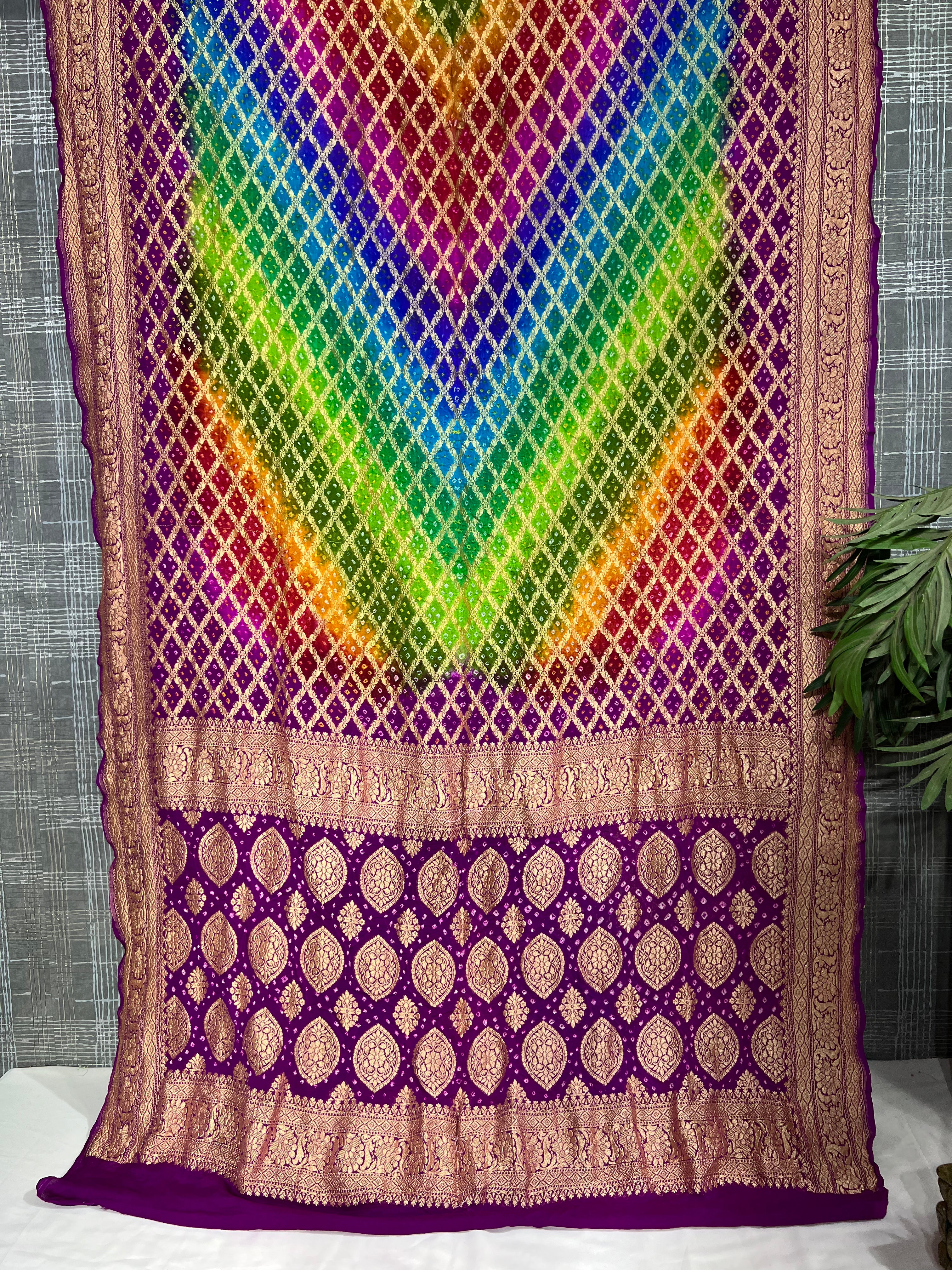 Purple Small Booty Pure Khaddi Georgette Saree - Ethically Made, Classic Charm - Anita Jain Fashions