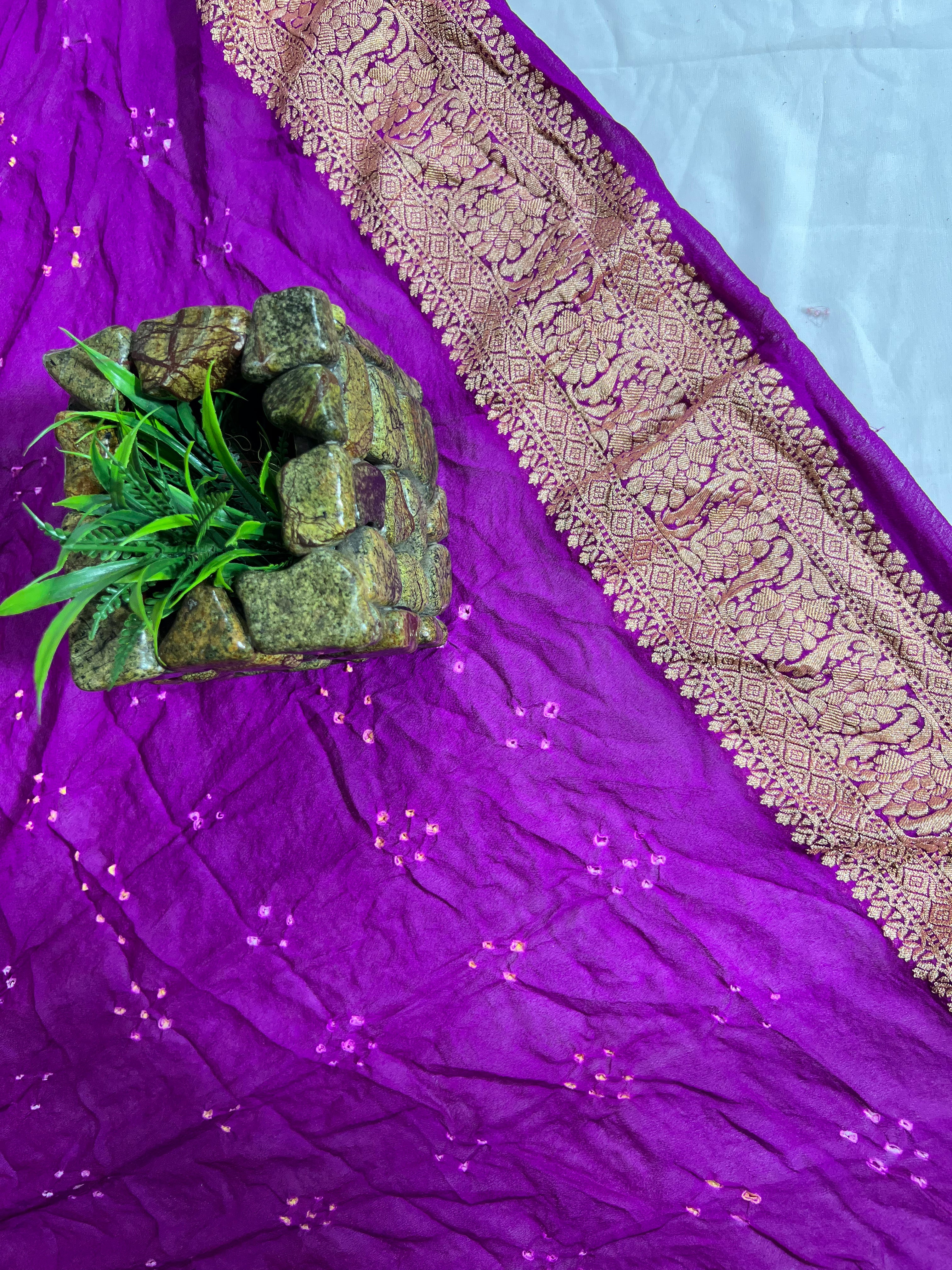 Purple Small Booty Pure Khaddi Georgette Saree - Ethically Made, Classic Charm - Anita Jain Fashions