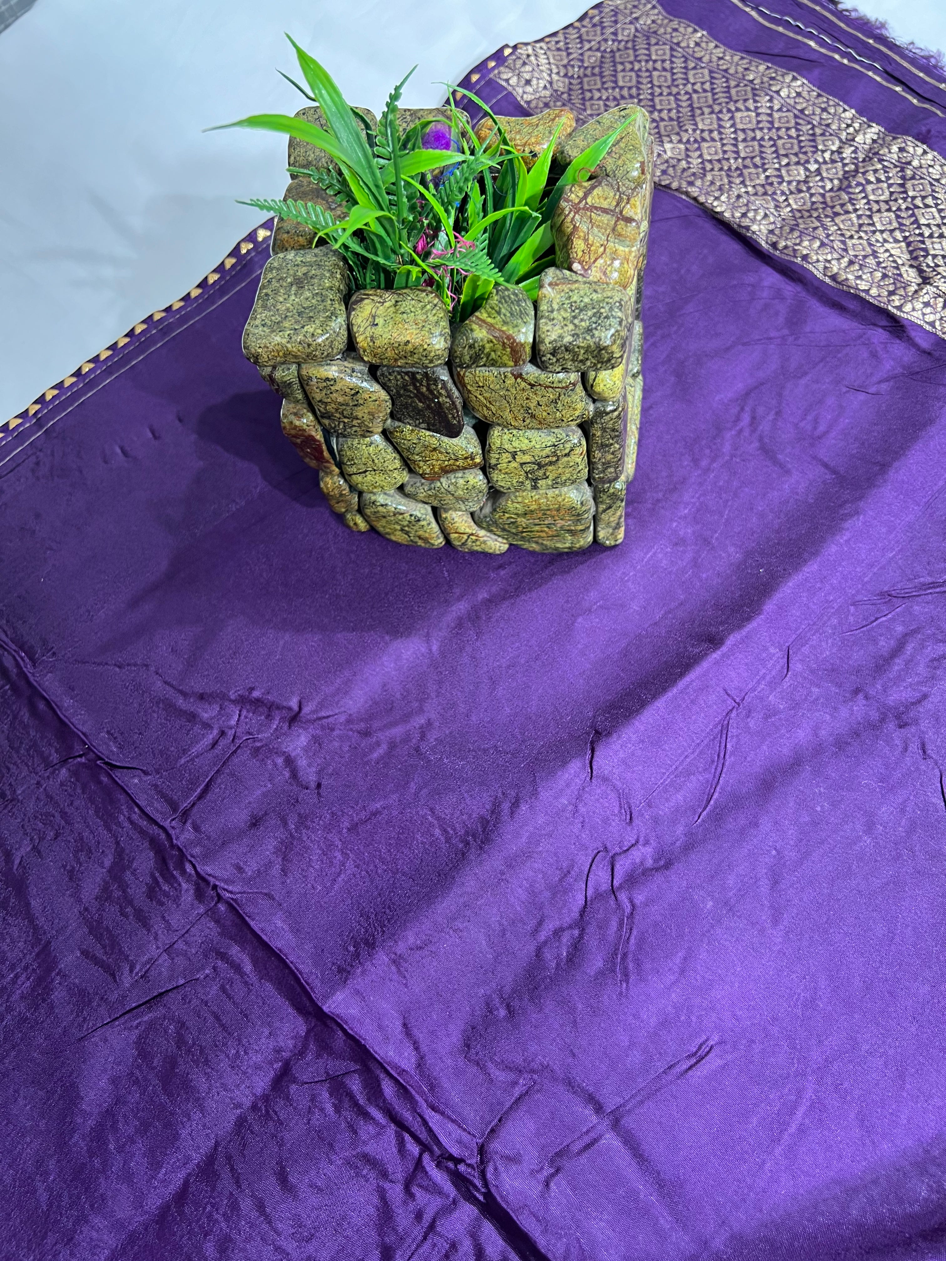 Purple Pure Viscose Dola Floral Print Saree with Rich Pallu and Resham V Wing - Anita Jain Fashions