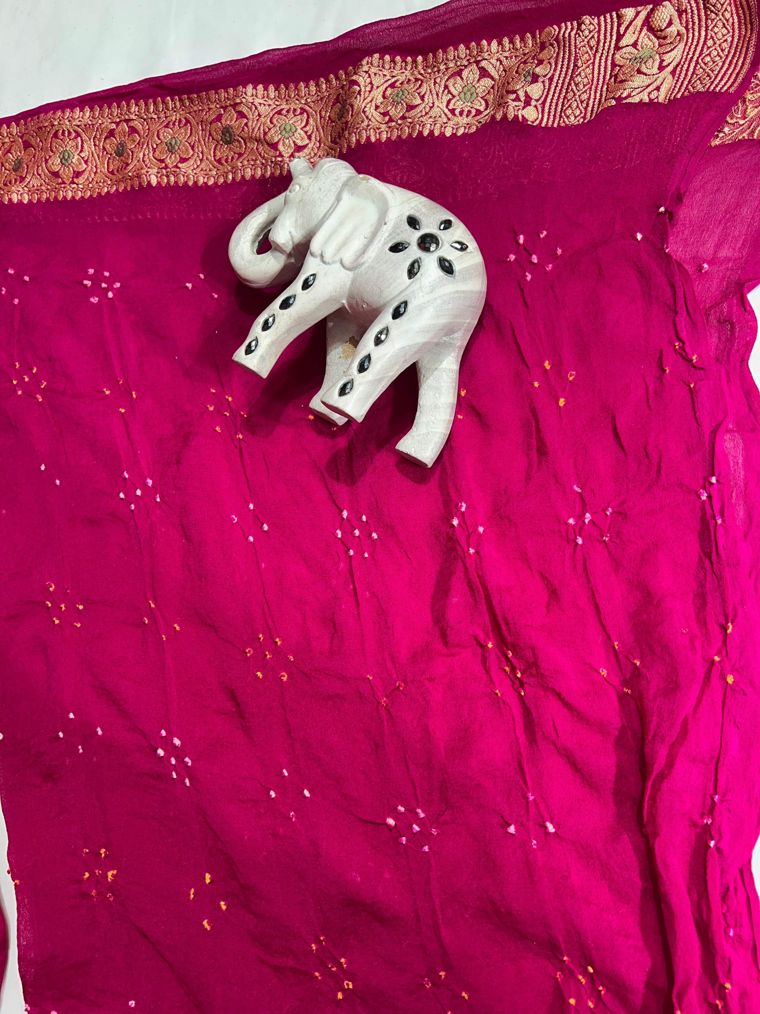 Rani Pink Meenakari Khaddi Georgette Saree with Small Design Pallu & Blouse