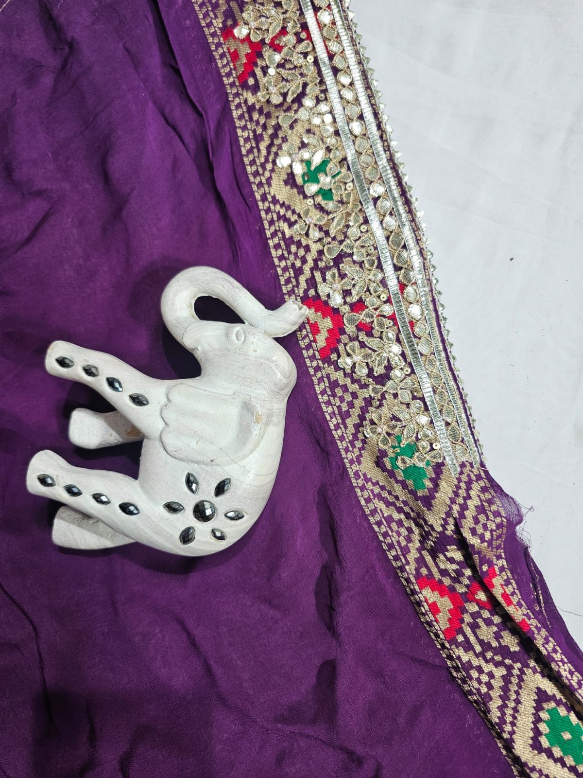 Purple Viscose Khaddi Georgette Saree - Ethically Made, Easy Care & Elegant Style - Anita Jain Fashions