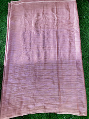 Blush Pink Satin Saree with Subtle Self-Stripe Texture