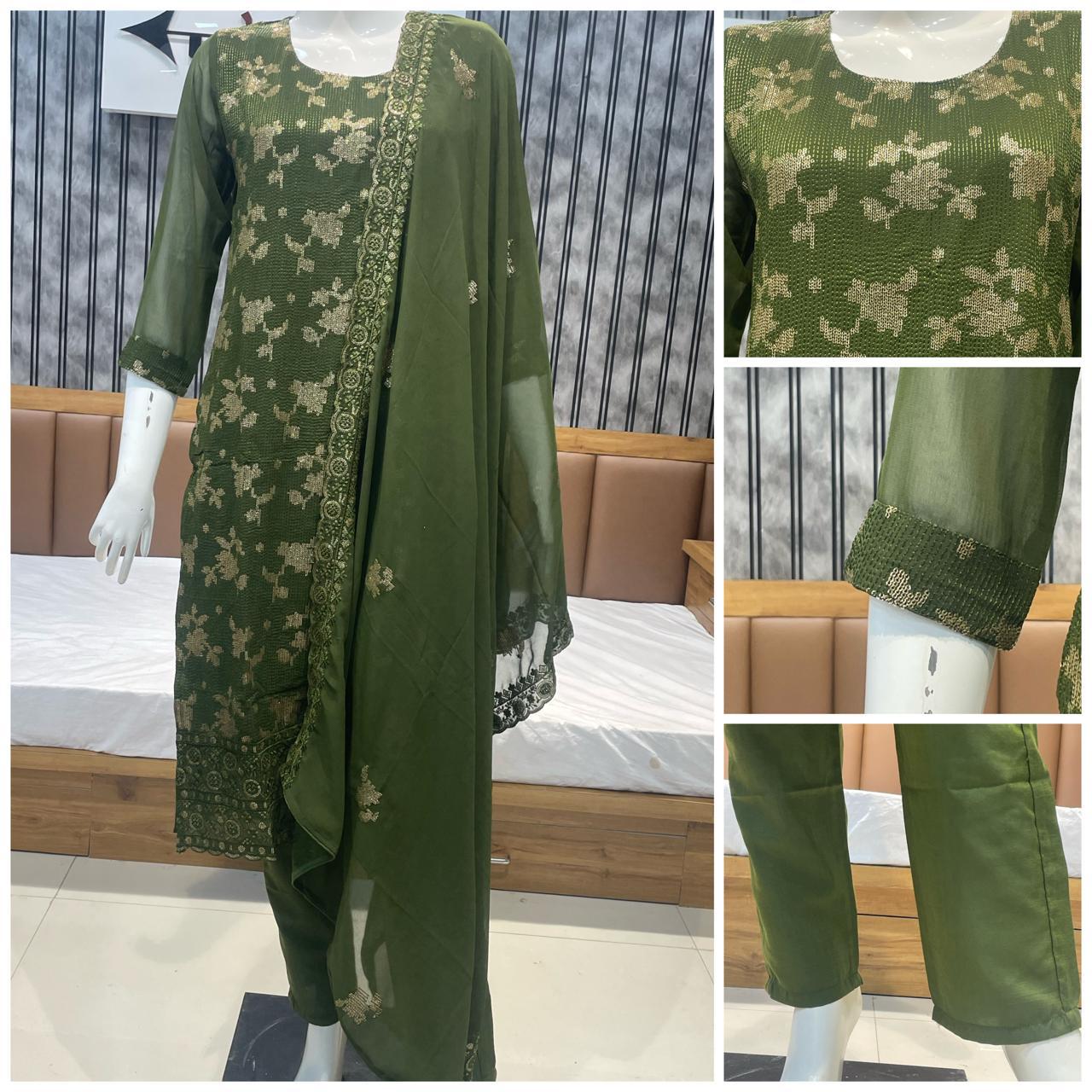 Branded Three Piece Set by Ahsaas | Festival Special Premium Silk Collection