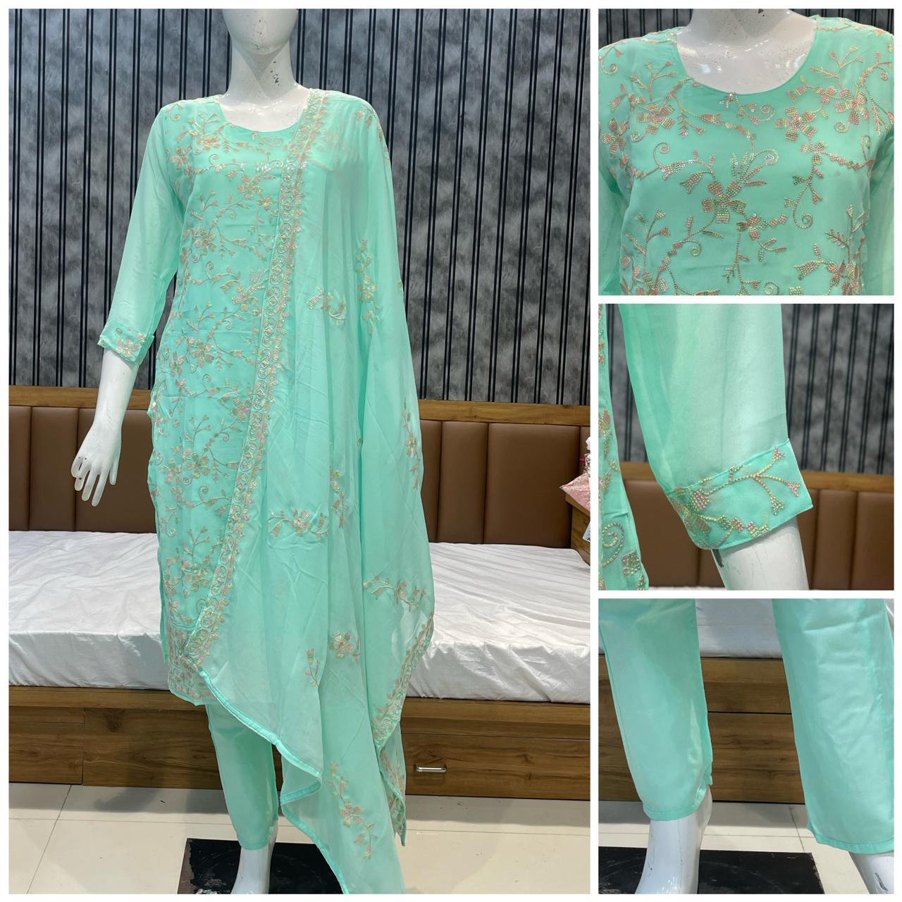 Branded Three Piece Set by Ahsaas | Festival Special Premium Silk Collection