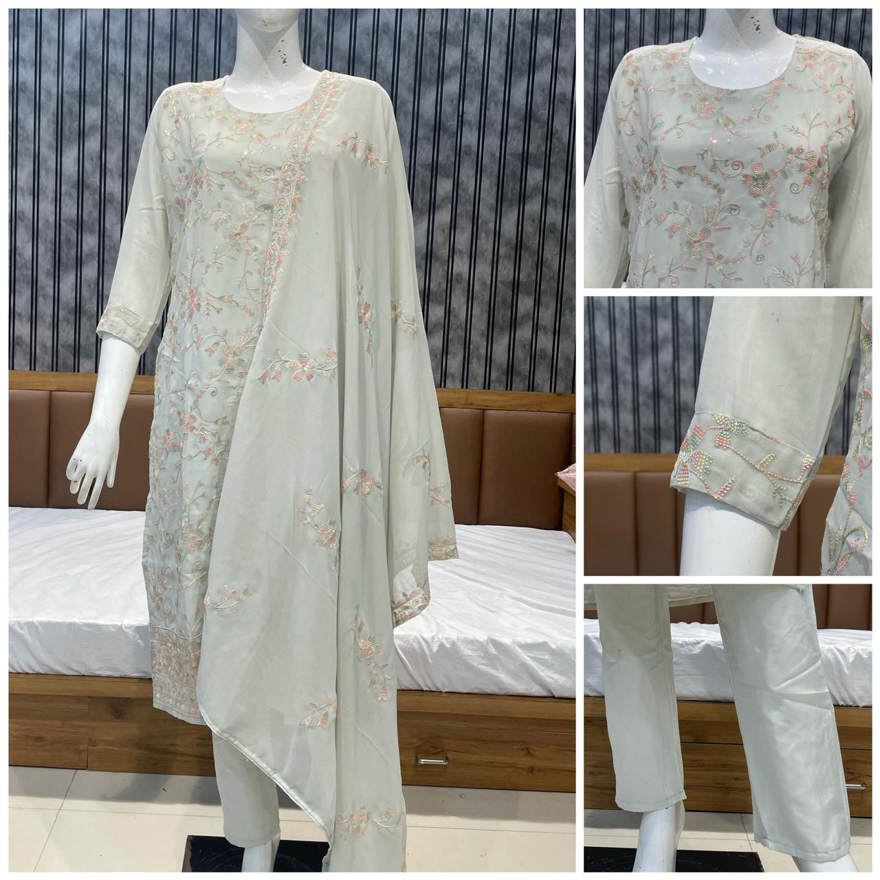 Branded Three Piece Set by Ahsaas | Festival Special Premium Silk Collection