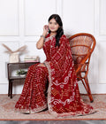 Maroon Modal Gajji Silk Saree with Bandhani Print & Gota Patti Border