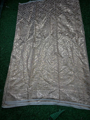 Golden Beige Brasso Jorjet Saree with Shimmery Self-Design