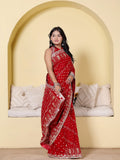 Modal Gajji Silk Saree with Hand Gota Work and Floral Border