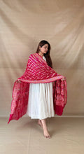 Hot Pink Khaddi Georgette Dupatta with Meenakari Floral Work