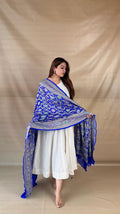 Royal Blue Khaddi Georgette Dupatta with Meenakari Florals