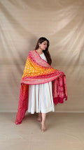 Pink and Gold Khaddi Georgette Dupatta with Meenakari Work