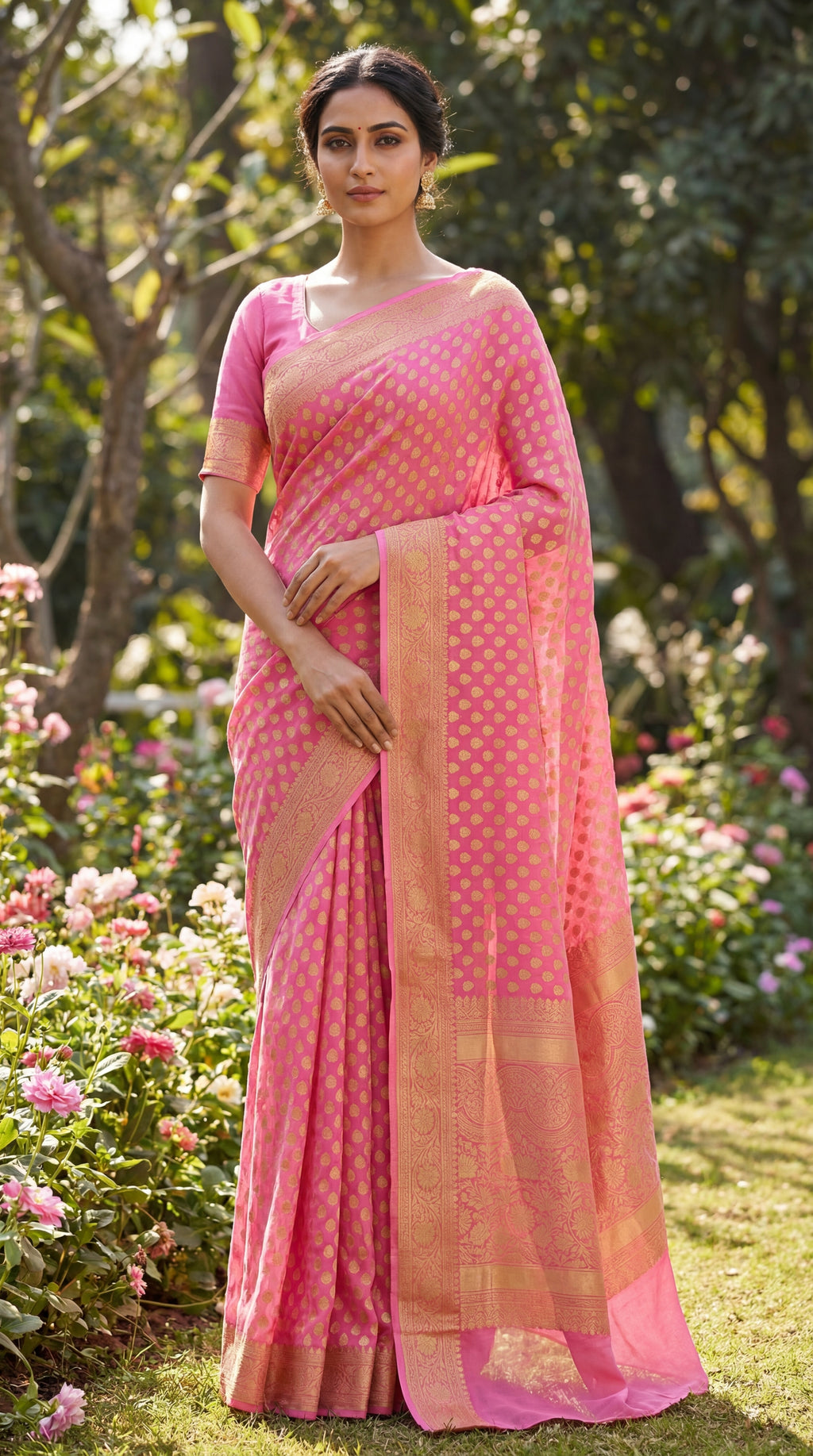 Georgette Banarasi Saree with Zari Weaving 