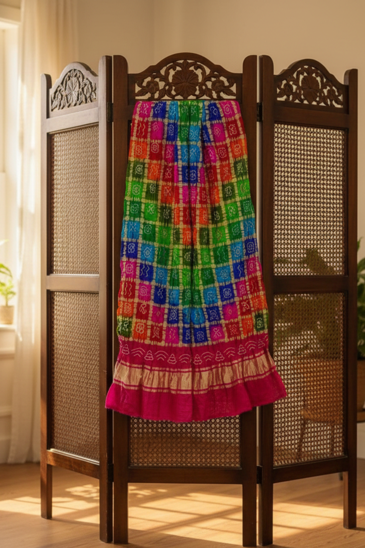 handcrafted bandhani silk dupatta
