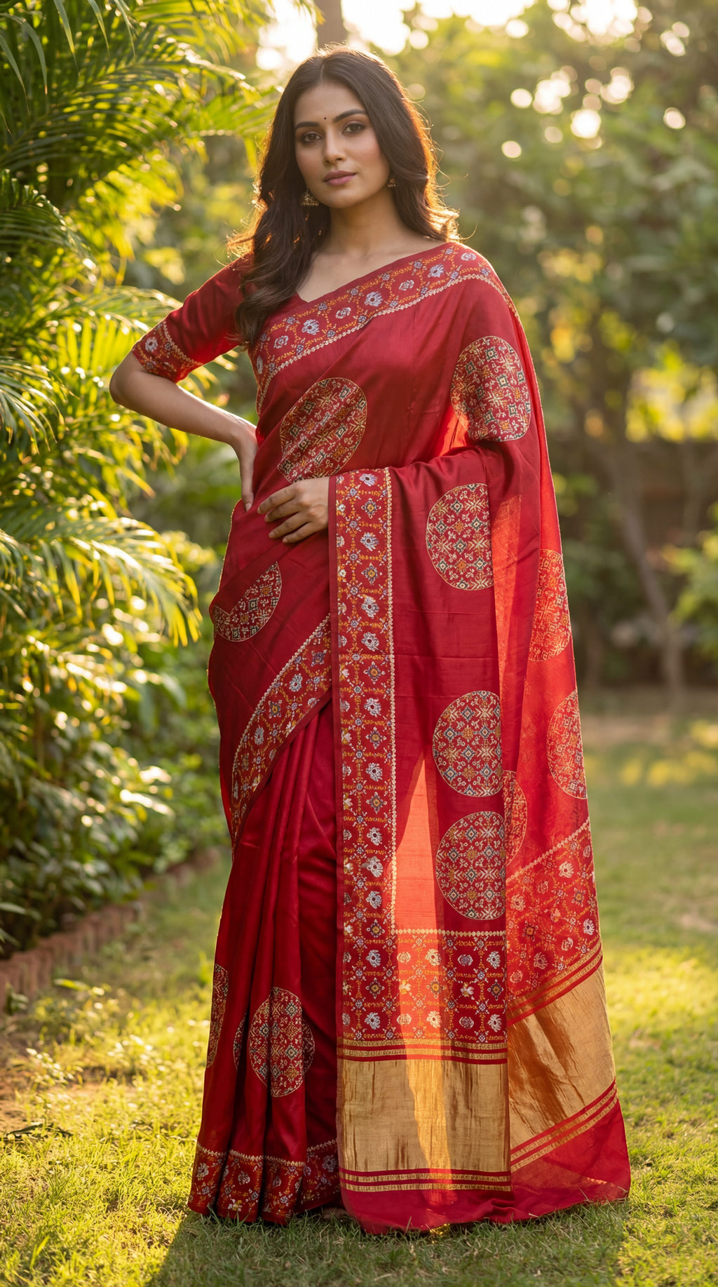 Gajji Silk Ajrakh Print Festive Saree