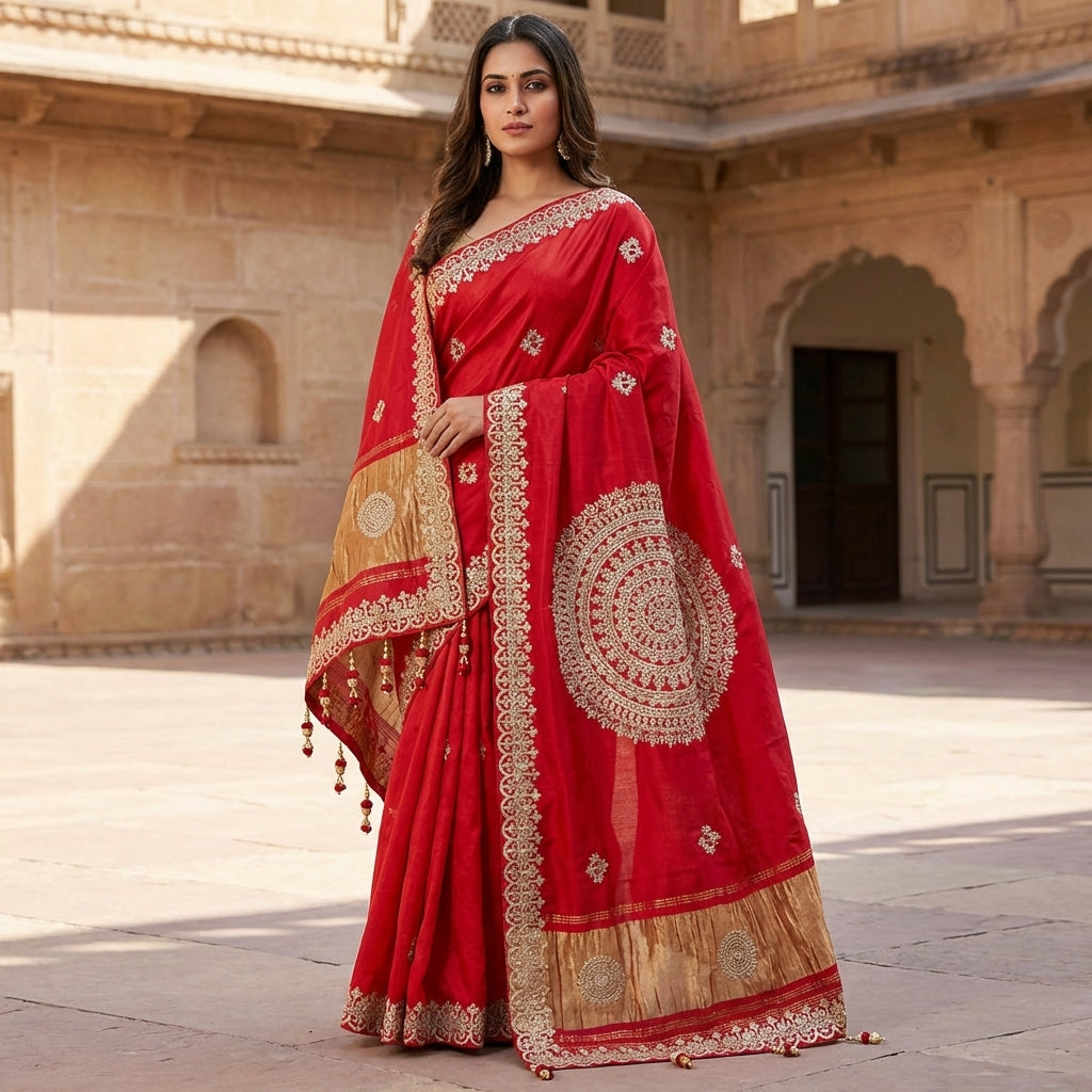 Classic Festive Wear Gajji Silk with Gota Patti Saree