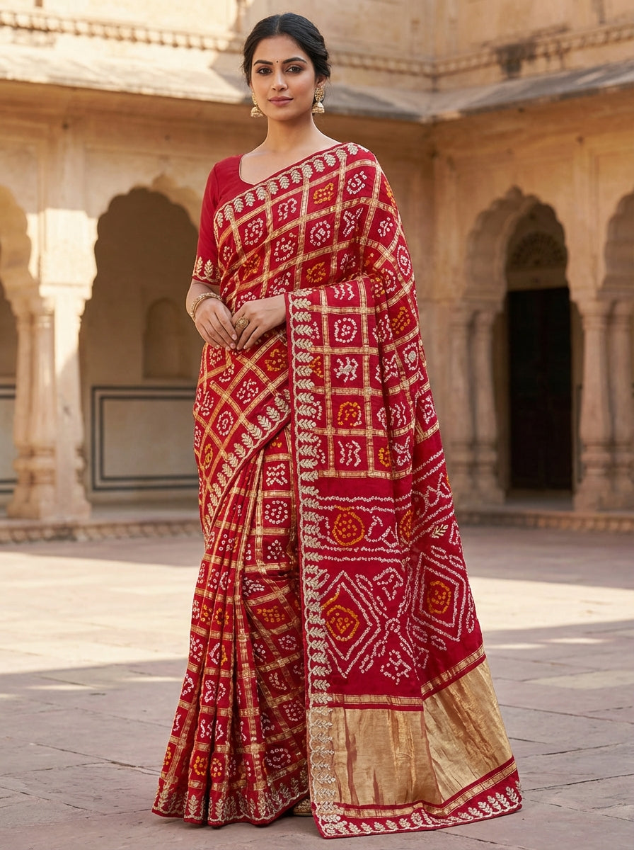 Gajji Silk Ghatchola Bandhani Saree
