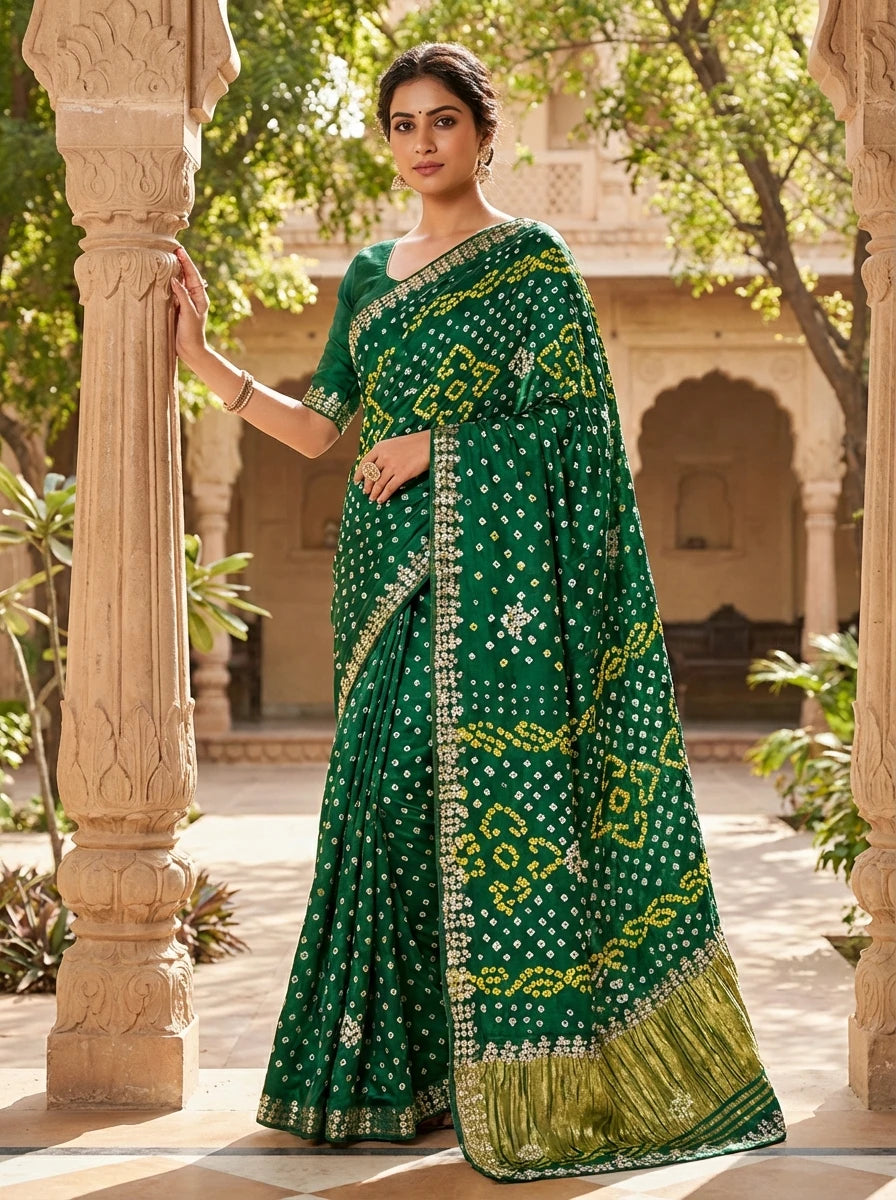 Modal silk Bandhani festive saree