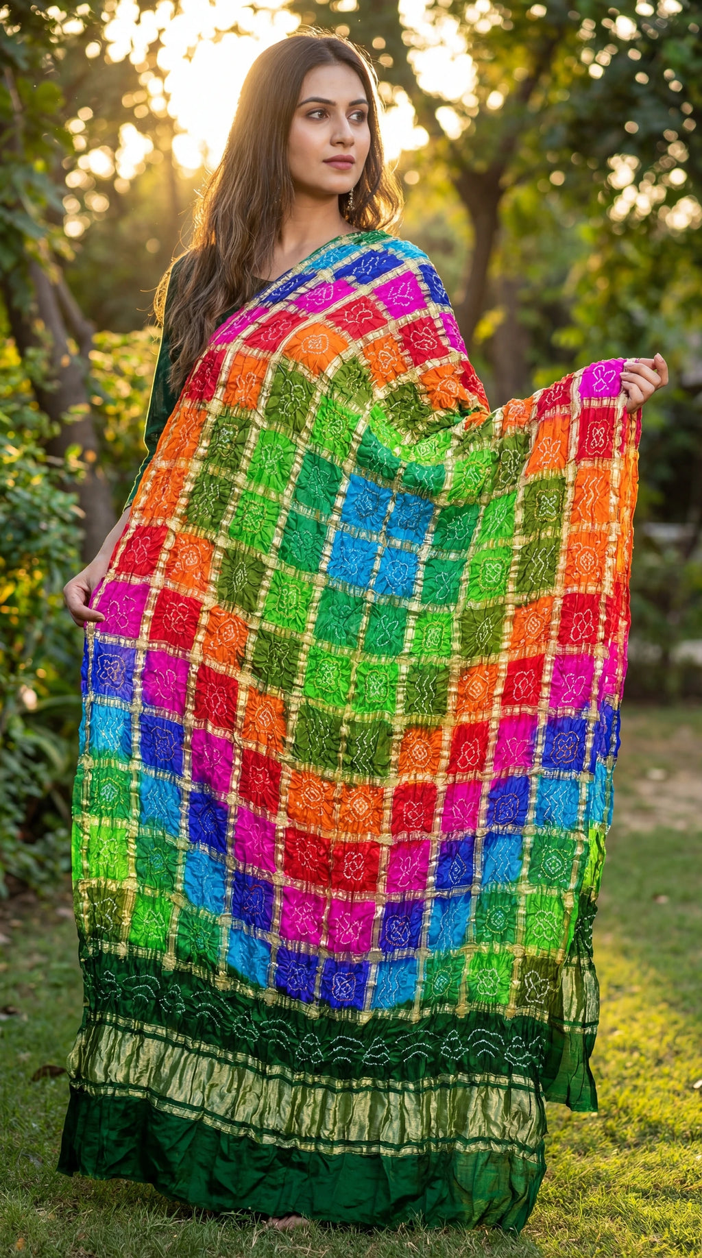 Pure Gajji Silk Bandhani Zari Festive Dupatta