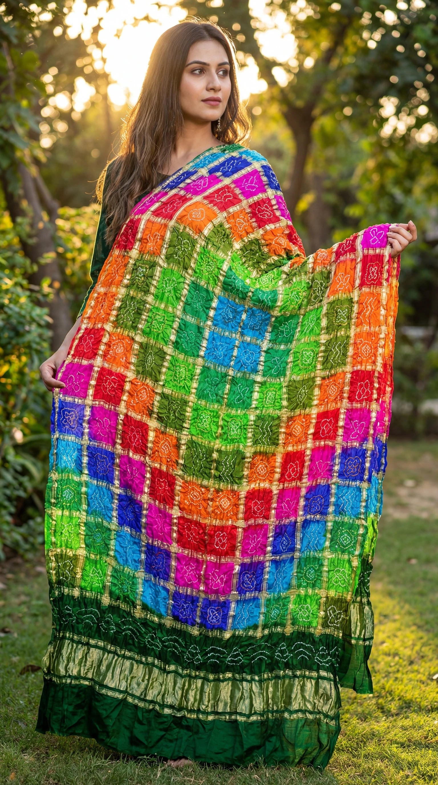 Pure Gajji Silk Bandhani Zari Festive Dupatta