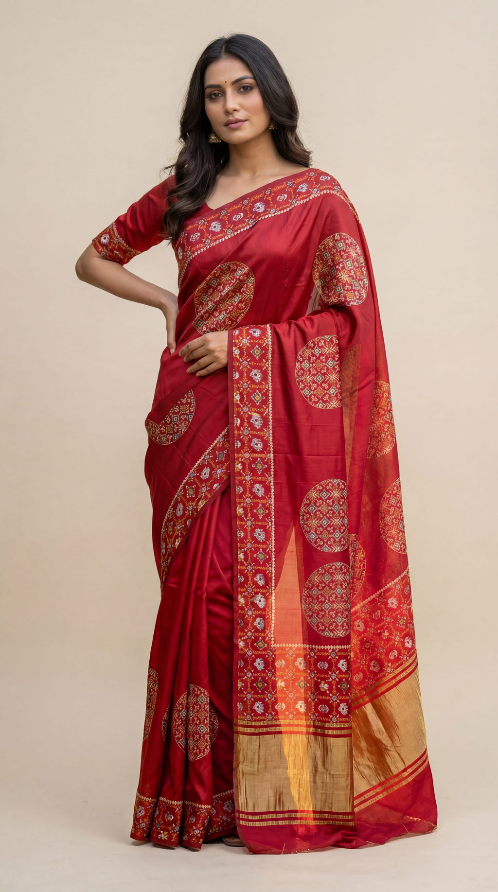 Gajji Silk Ajrakh Print Festive Saree