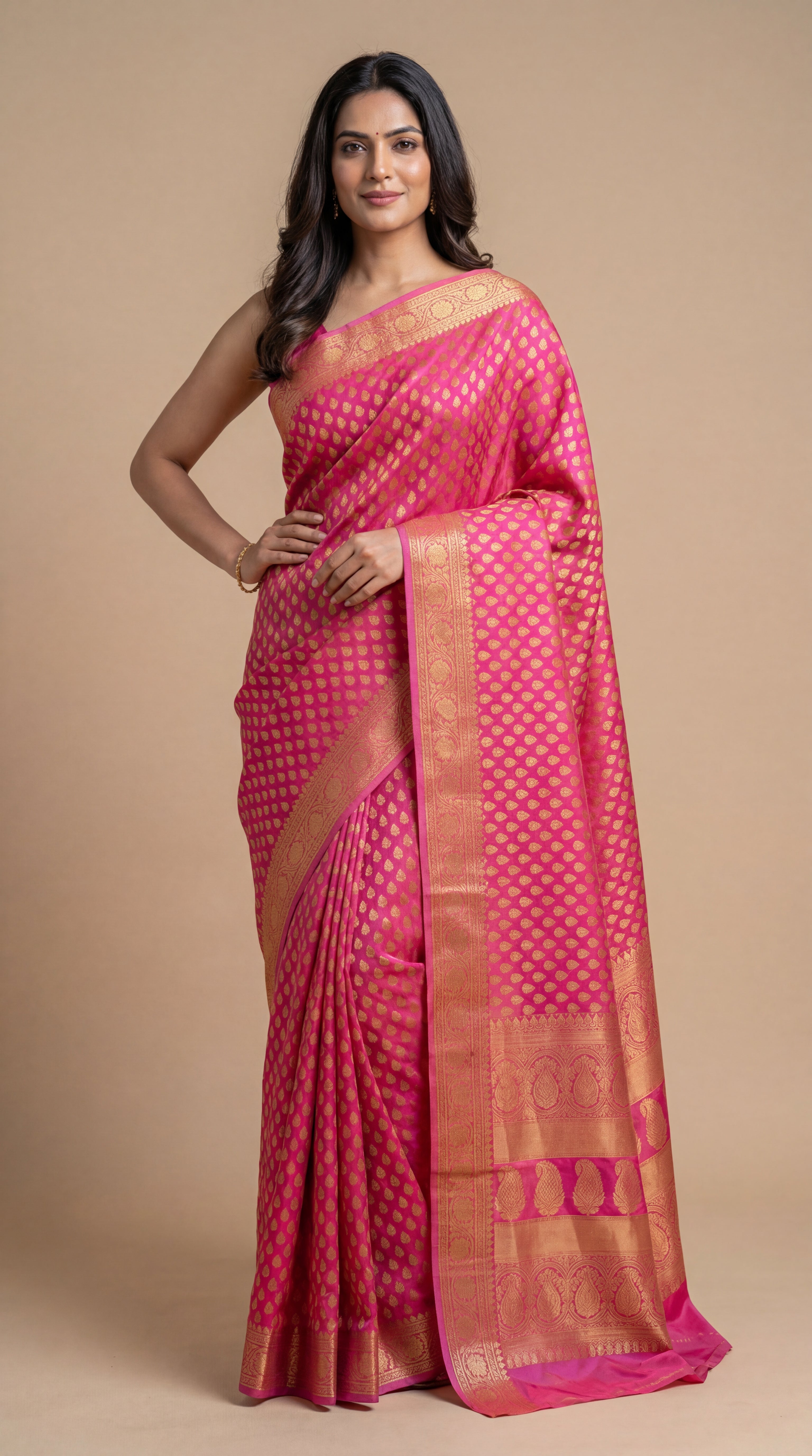 Pink Georgette Banarasi Zari Saree