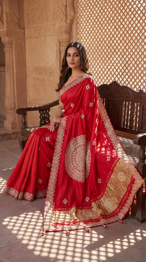 Classic Festive Wear Gajji Silk with Gota Patti Saree