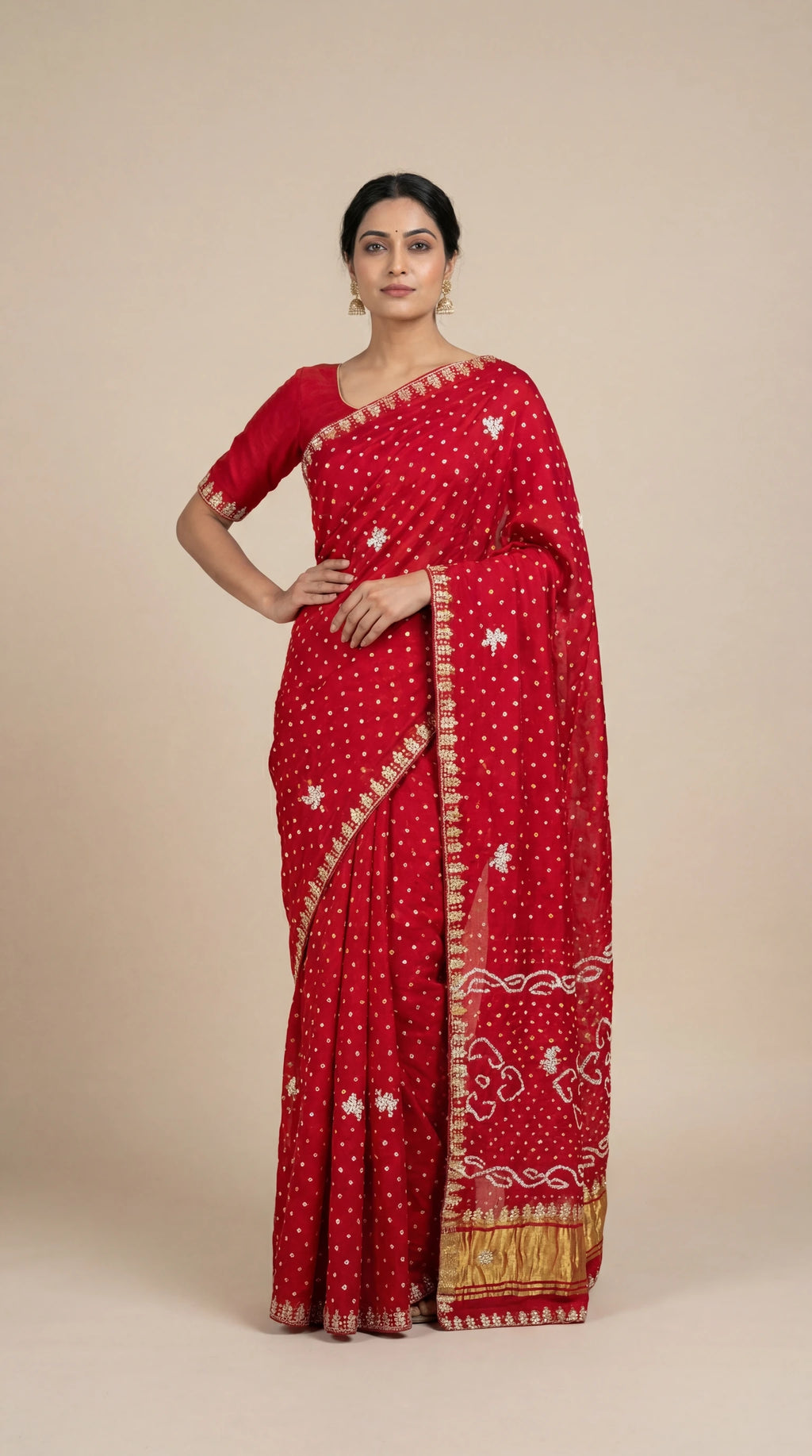Modal Gajji Bandhani Cutdana Mangalpath Saree