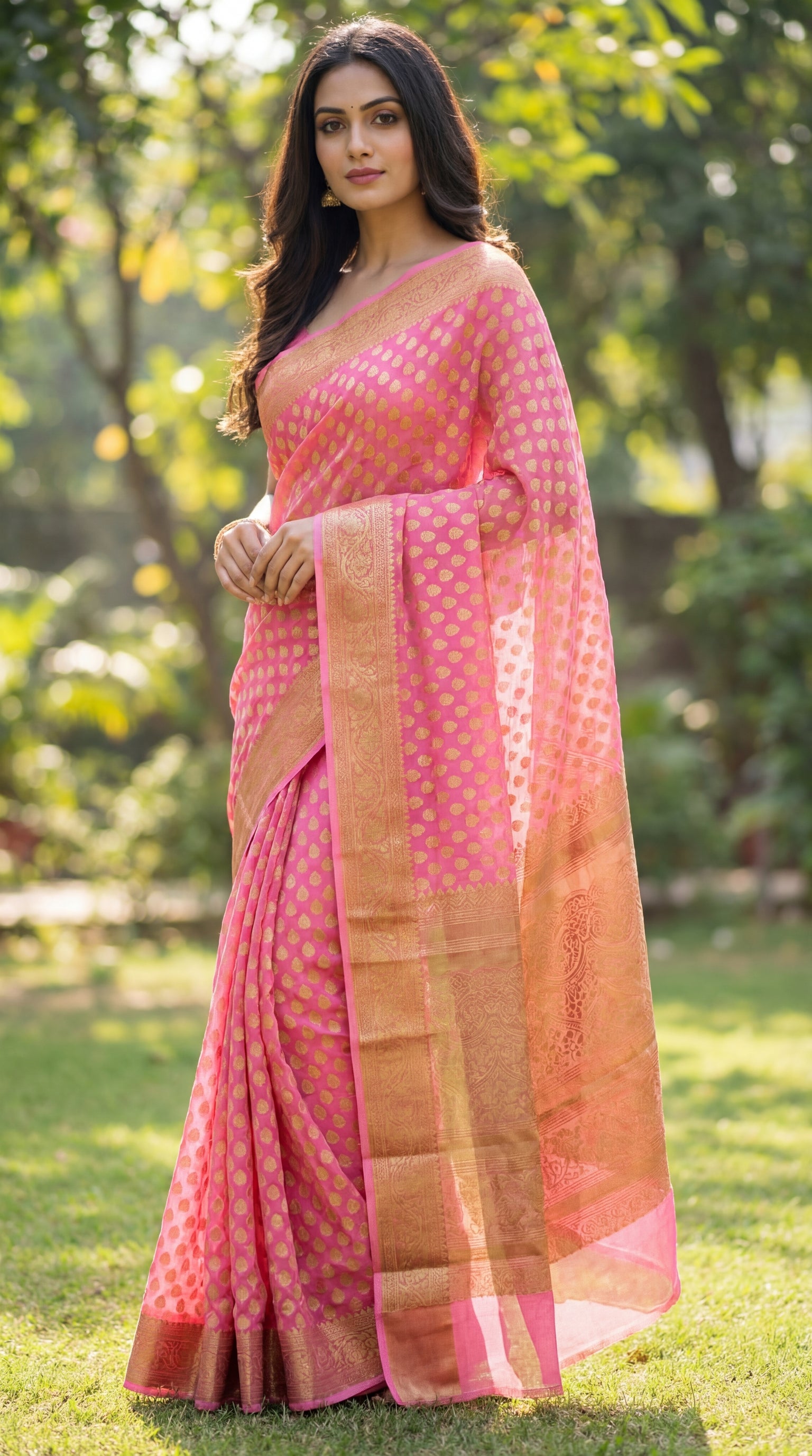 Georgette Banarasi Saree with Zari Weaving Image