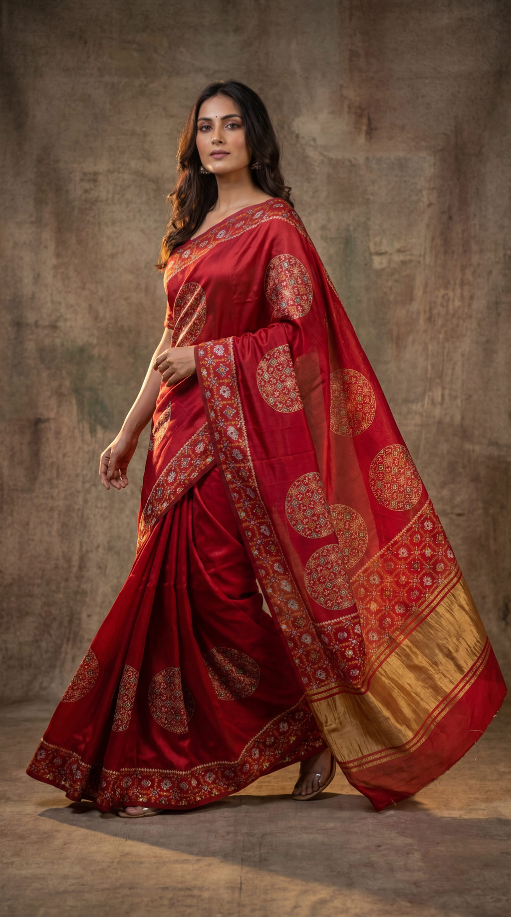 Gajji Silk Ajrakh Print Festive Saree