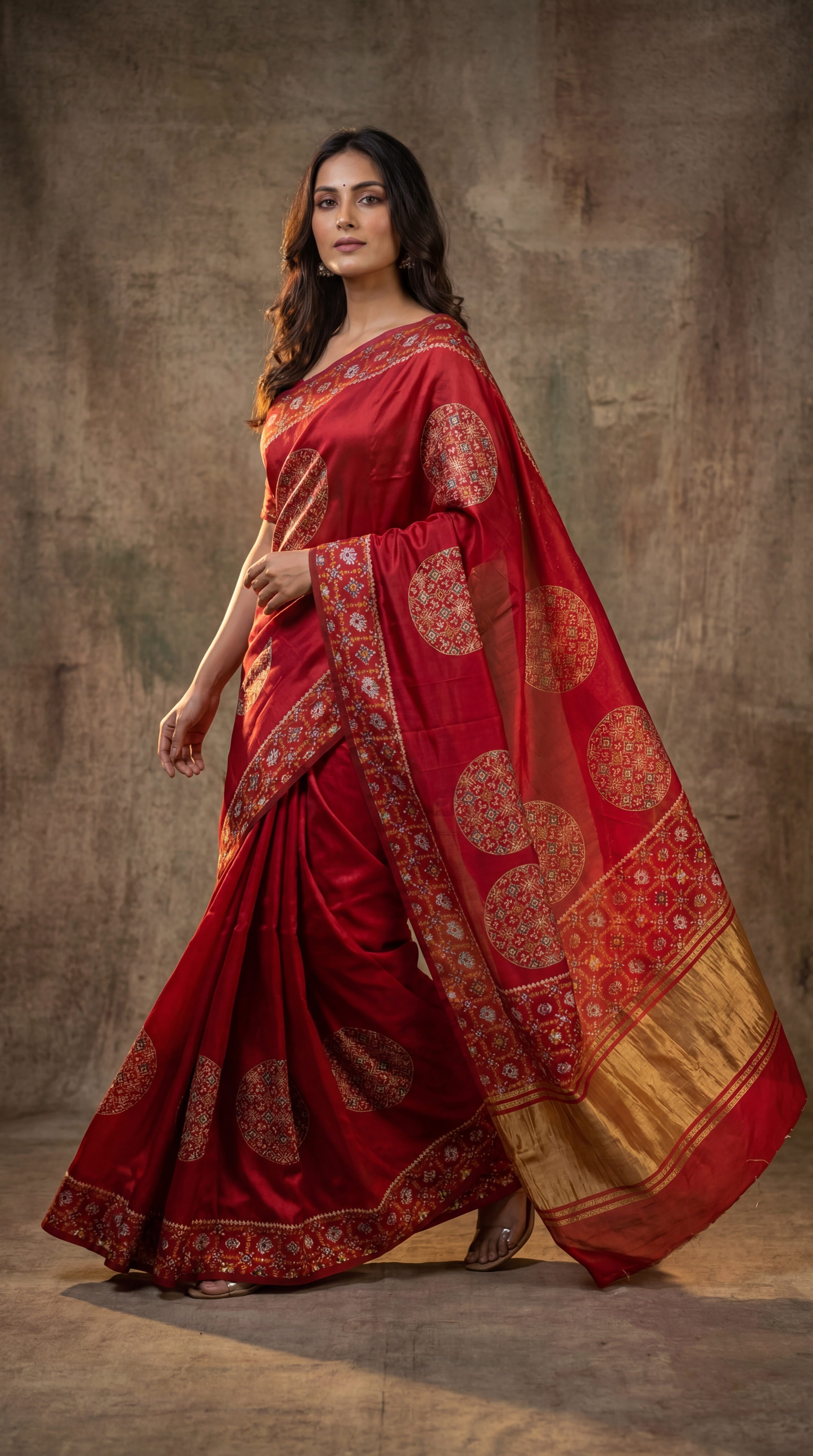 Gajji Silk Ajrakh Print Festive Saree