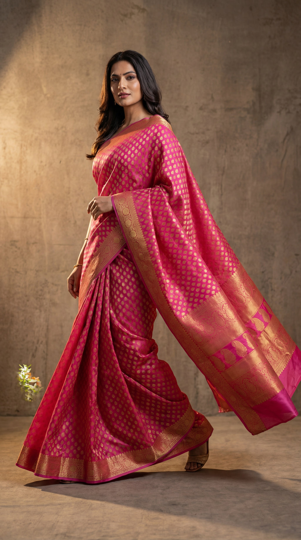 Pink Georgette Banarasi Zari Saree