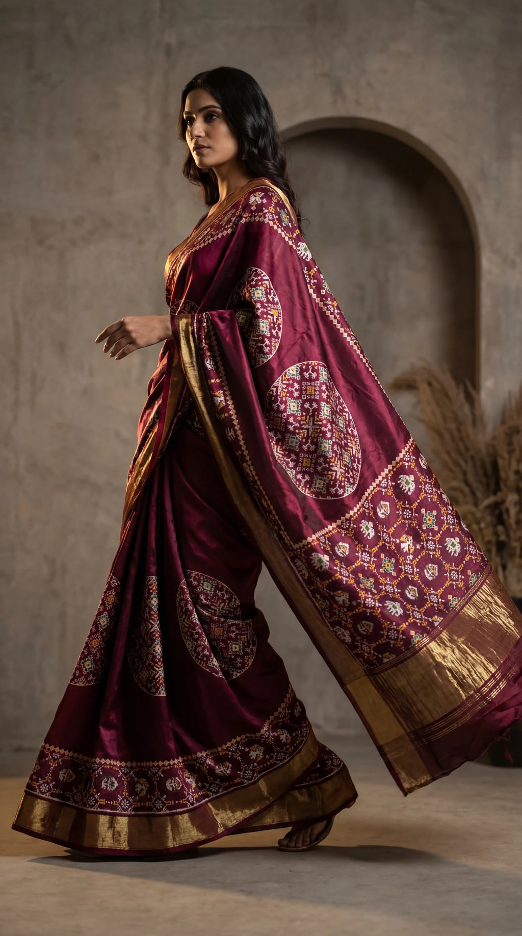 Ethnic Ajrakh silk party wear saree