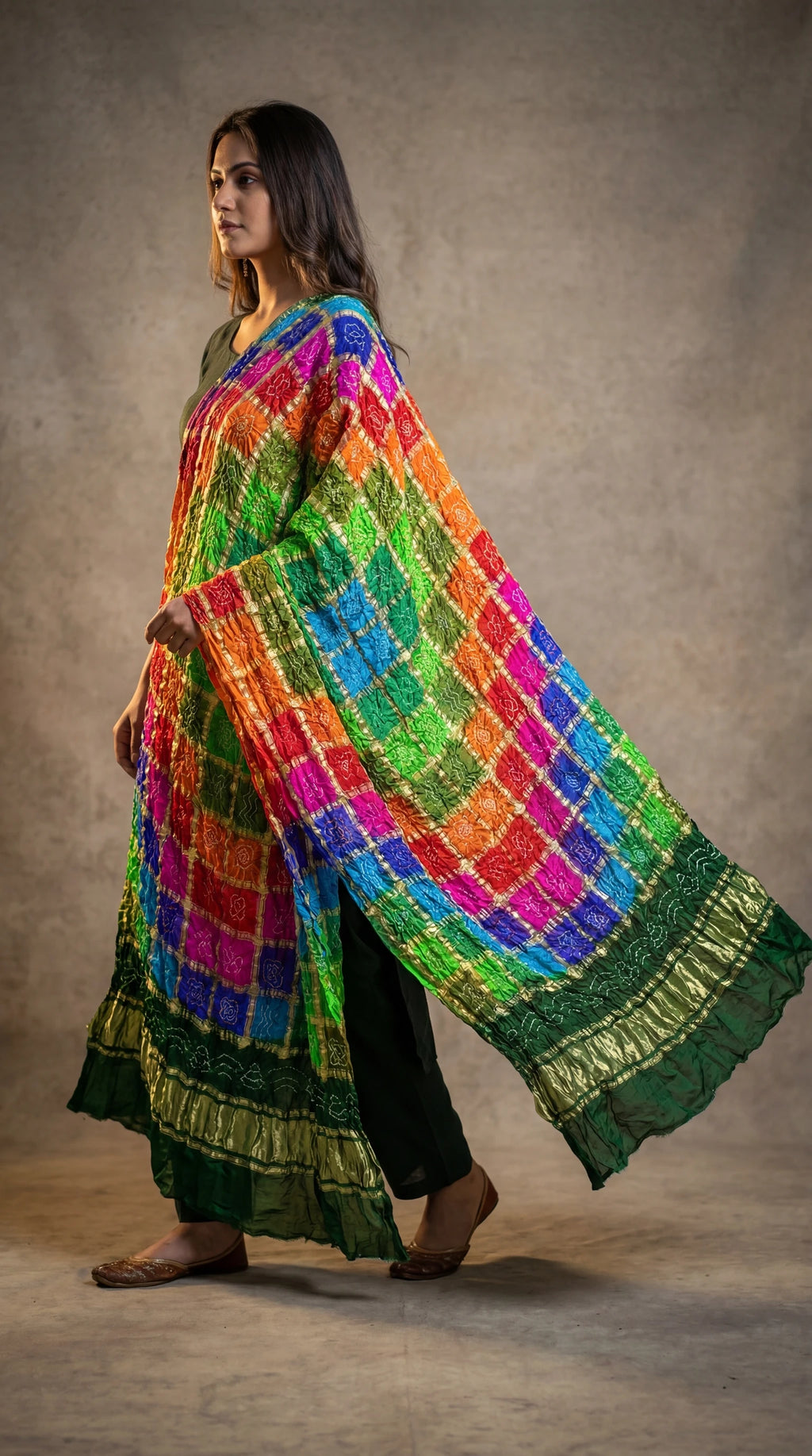 Pure Gajji Silk Bandhani Zari Festive Dupatta