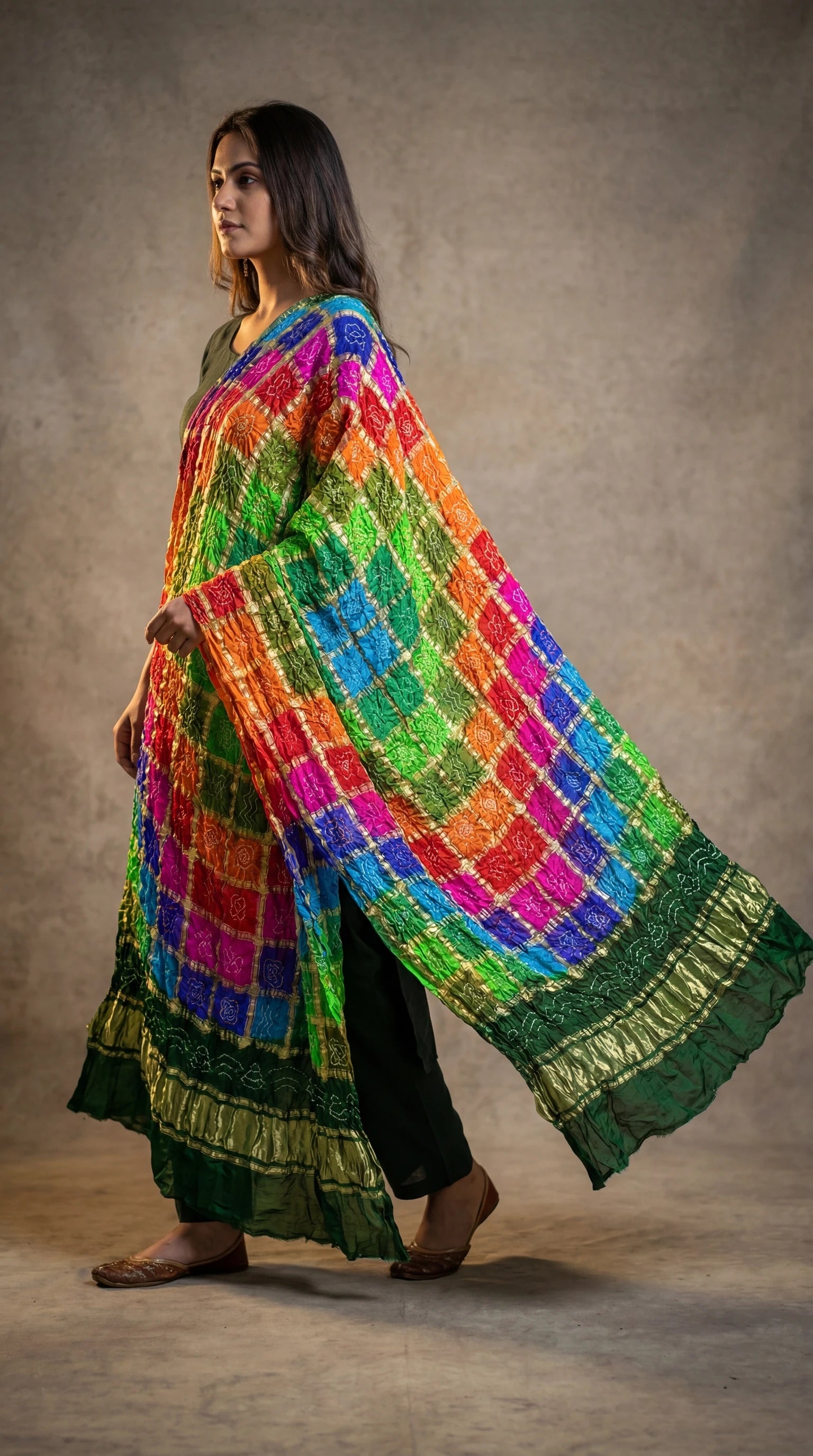 Pure Gajji Silk Bandhani Zari Festive Dupatta