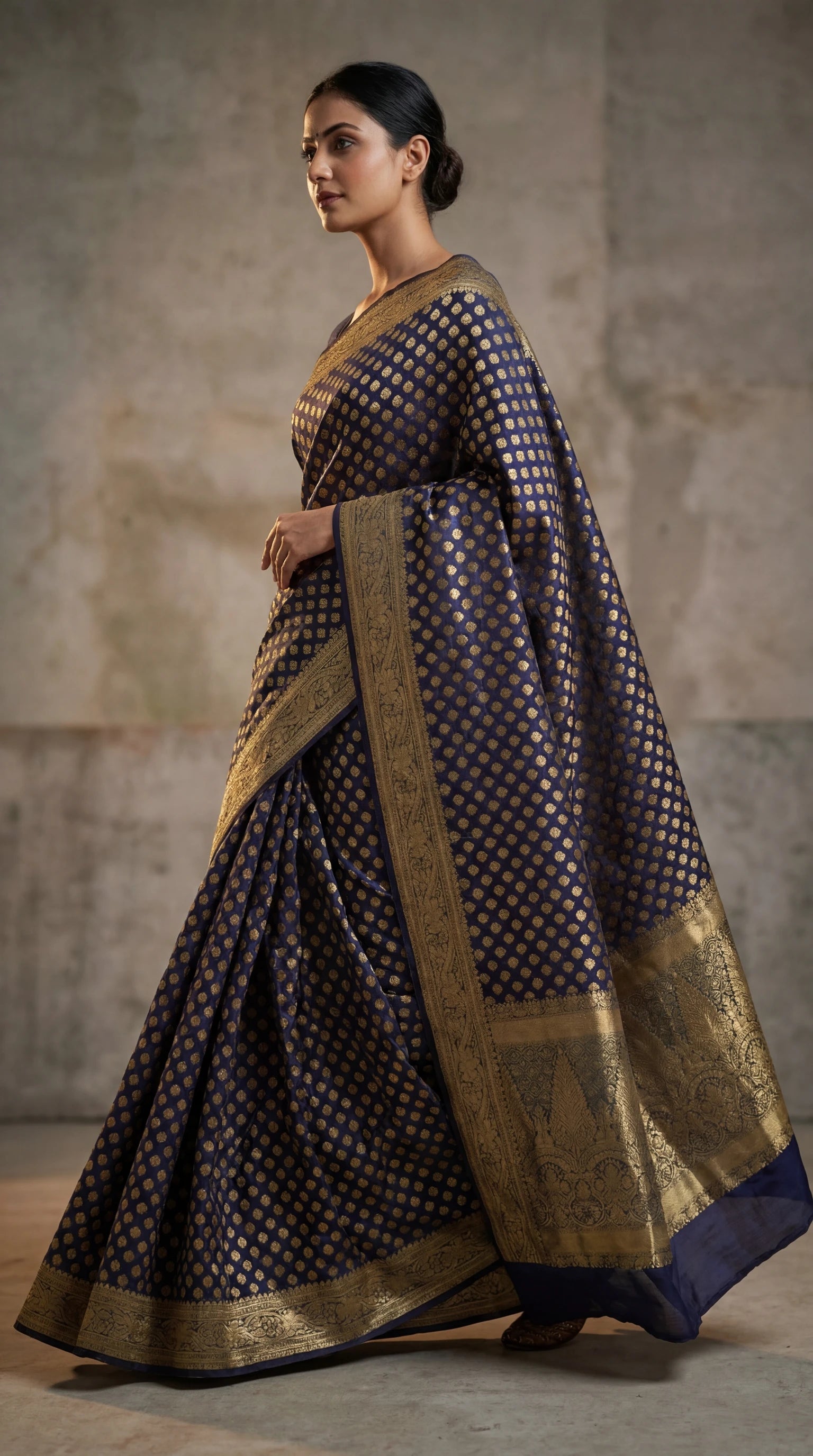 Traditional black Banarasi saree