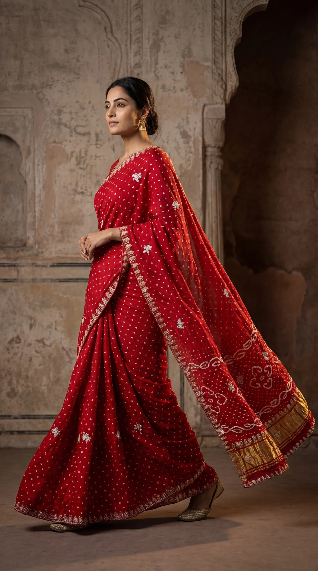 Modal Gajji Bandhani Cutdana Mangalpath Saree