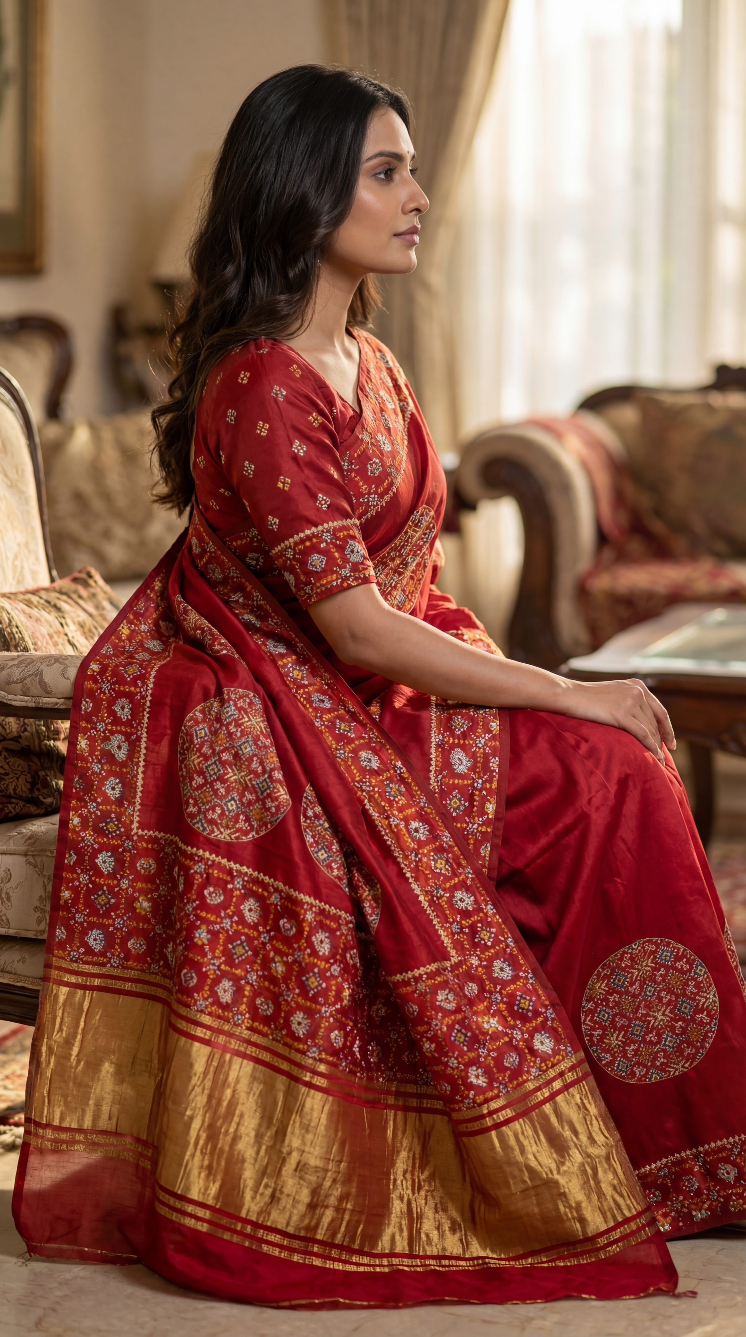 Gajji Silk Ajrakh Print Festive Saree