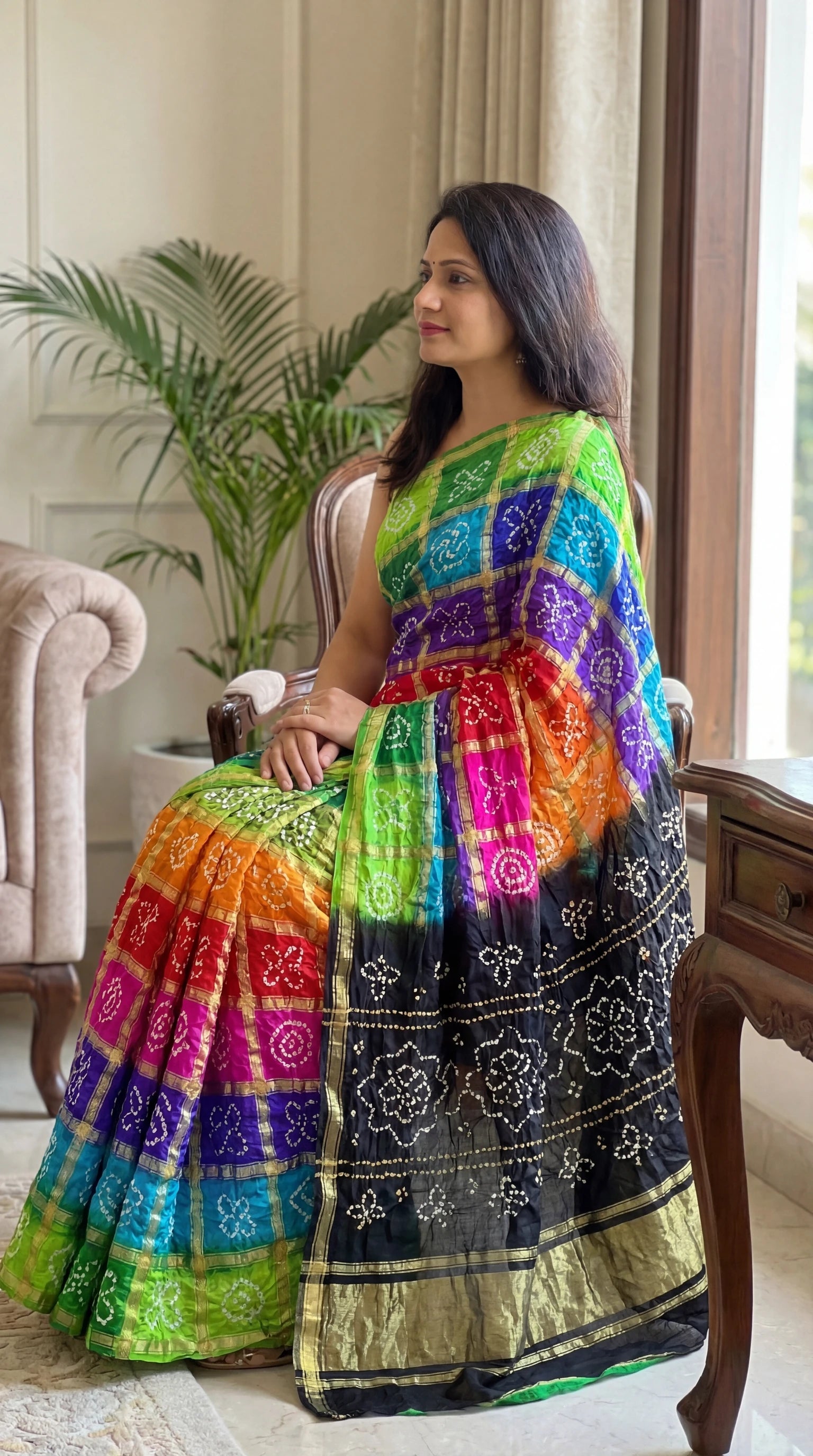 Ghatchola saree gold detailing